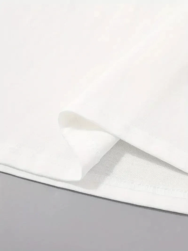 20/1 Penye Compack Palmiye Baskılı Oversize Bisiklet Yaka Kısa Kol T-shirt - Beyaz