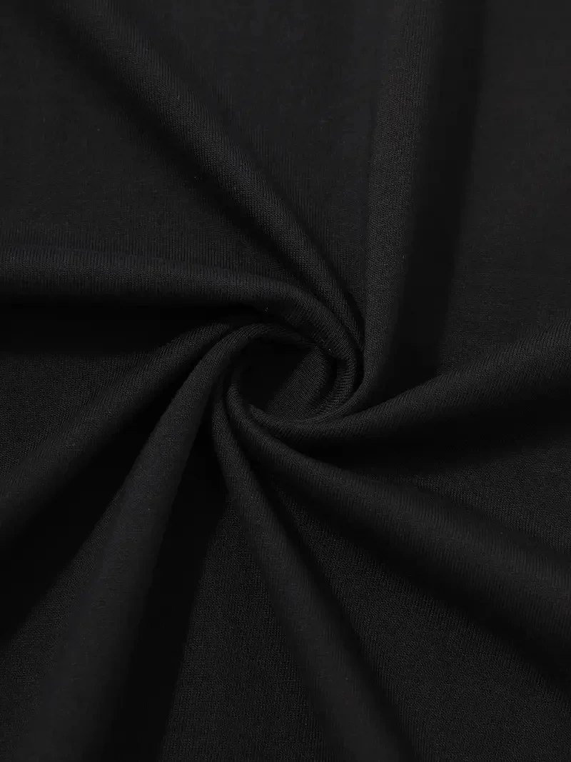 20/1 Penye Compack Palmiye Baskılı Oversize Bisiklet Yaka Kısa Kol T-shirt - Siyah