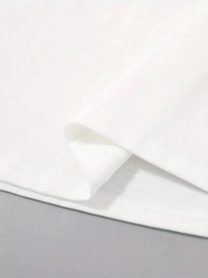 20/1 Penye Compack Palmiye Ön Baskılı Oversize Bisiklet Yaka Kısa Kol Yazlık T-shirt - Beyaz