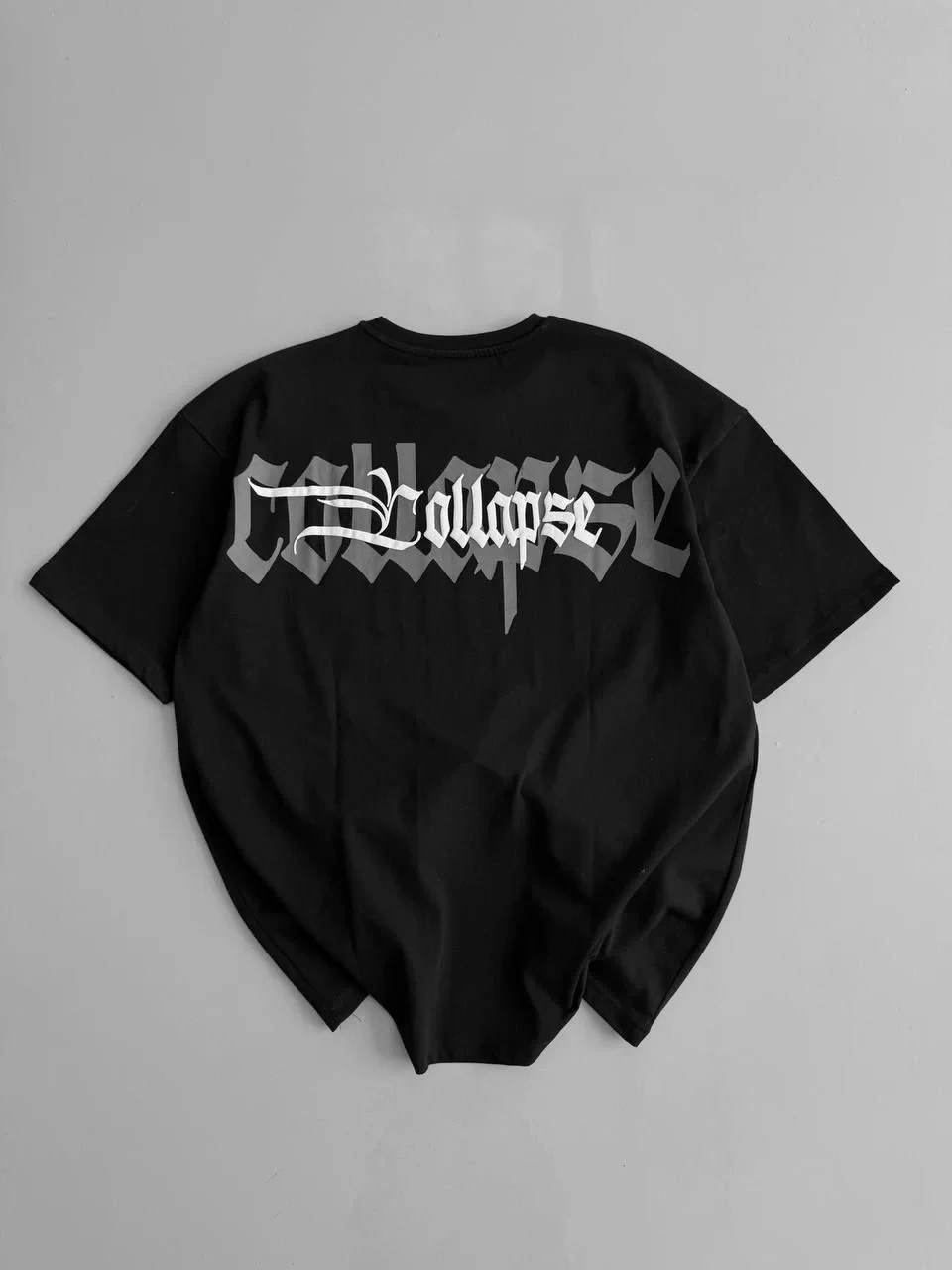 20/1 Penye Compack Unisex Baskılı Oversize Bisiklet Yaka Kısa Kol Yazlık T-shirt - Siyah