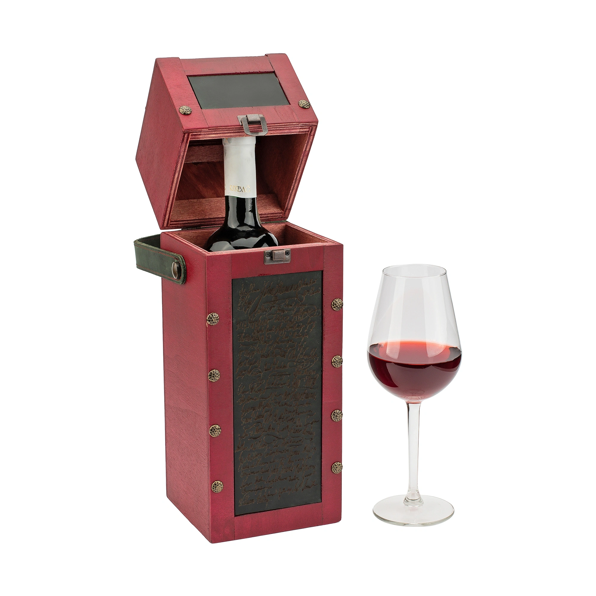 Kare Kapaklı Tekli Şaraplık - HH06001 - Bordo