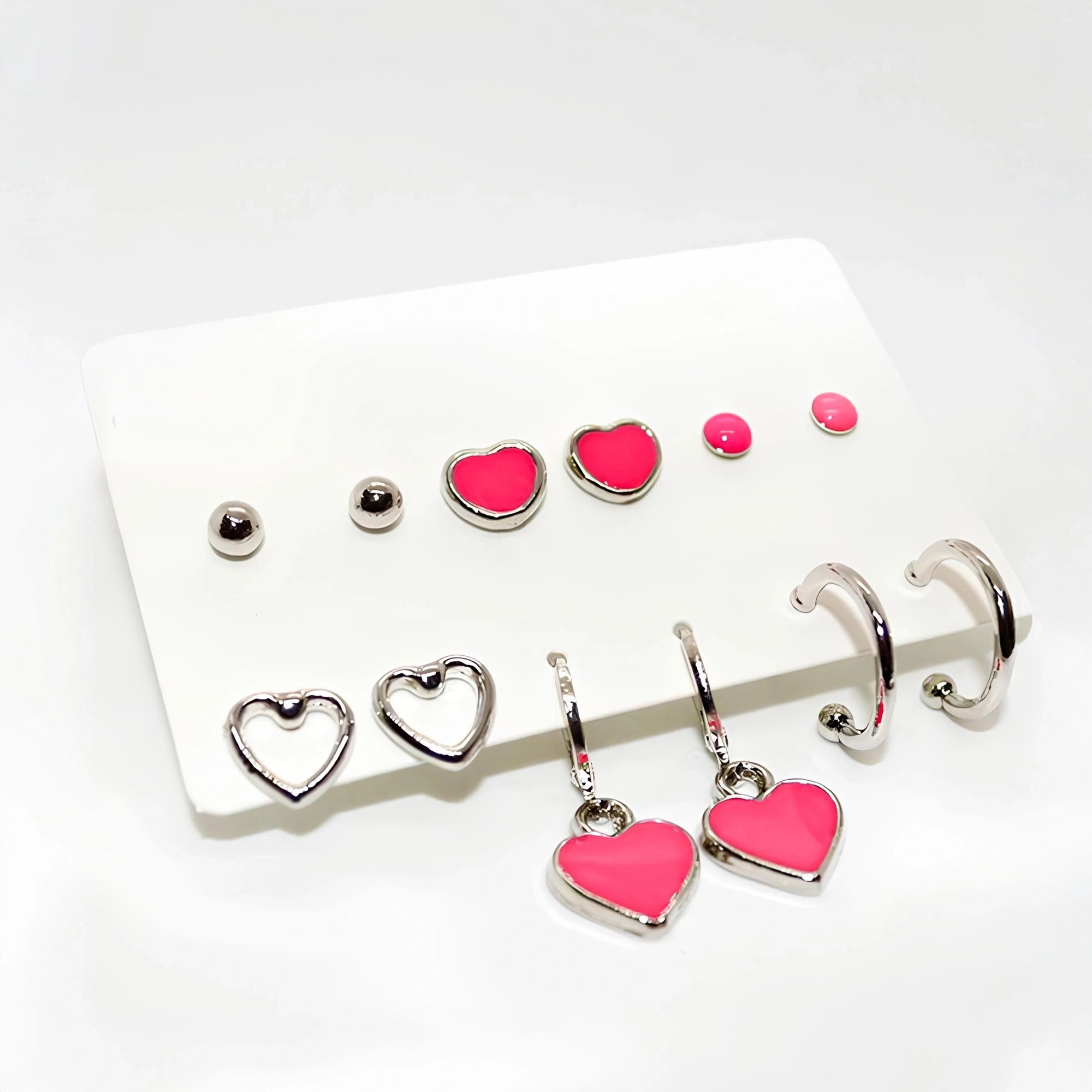 3 Model Kalp Tasarımlı Renkli Küpe Seti