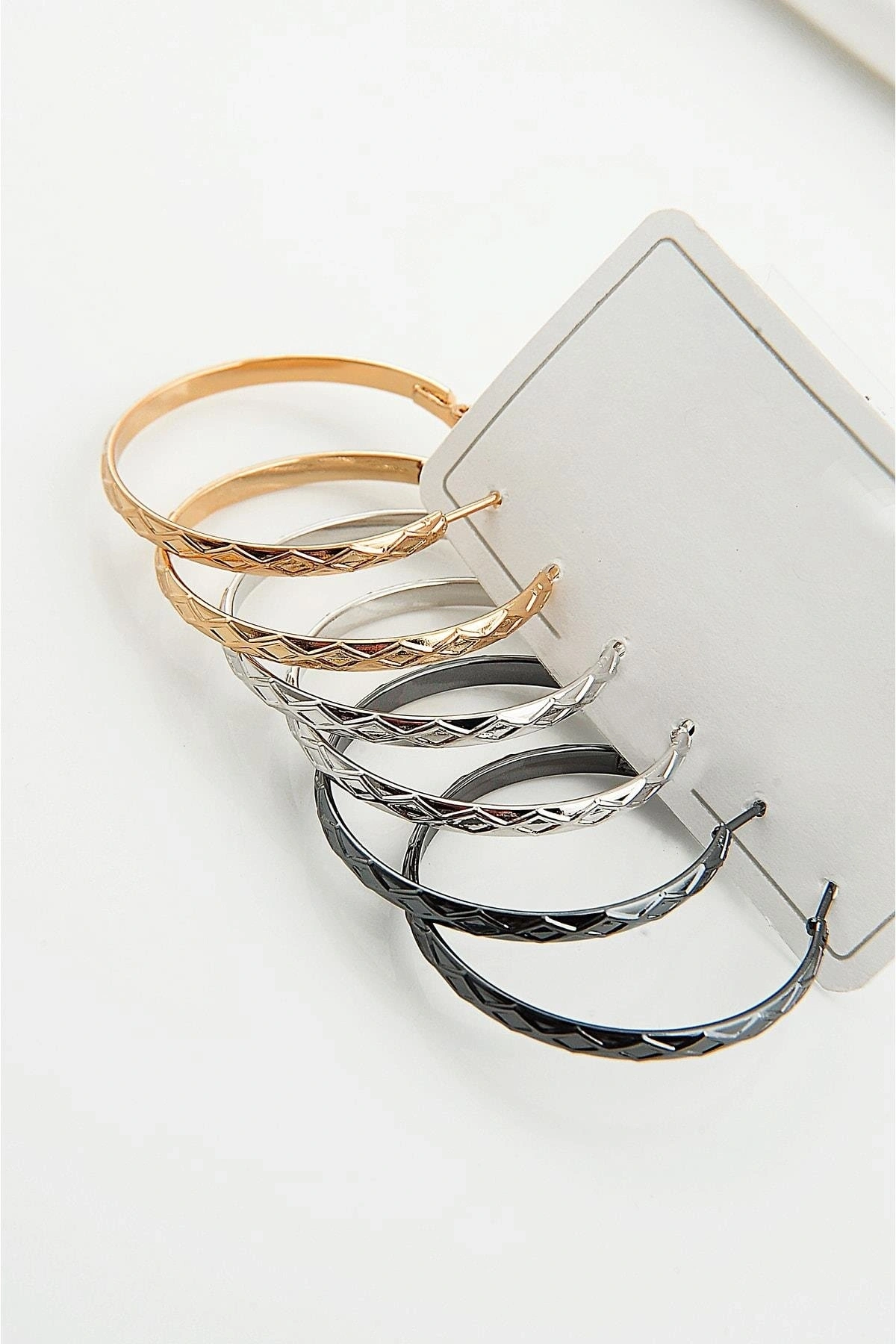 3lü Özel Desenli Halka Küpe Seti