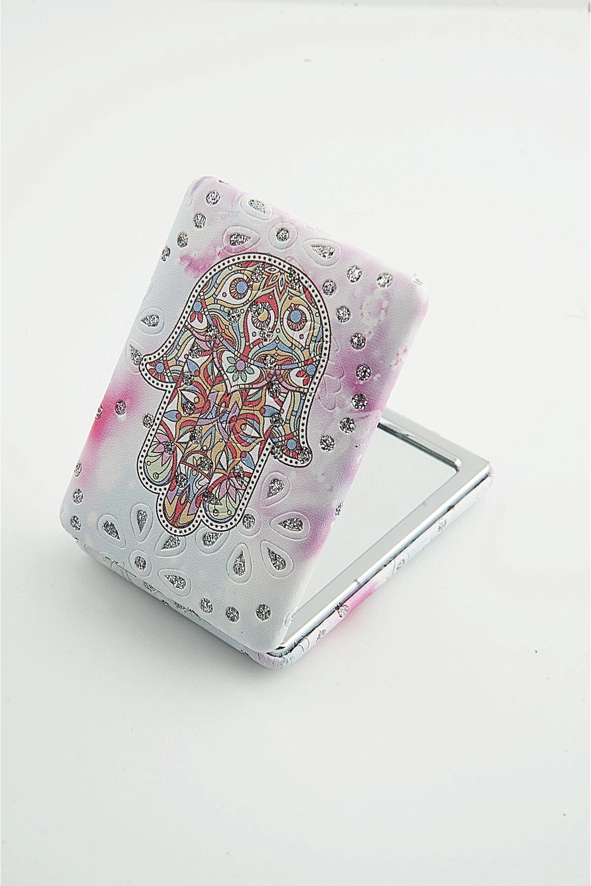 Fatma Ana Eli Desenli Küçük Cep Makyaj Aynası