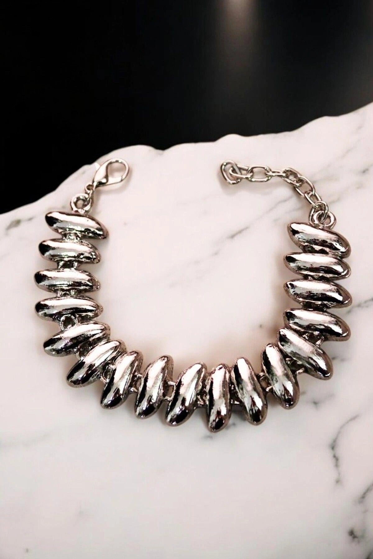 Gold ve Gümüş Renkleri Sade Taşsız Klipsli Bileklik