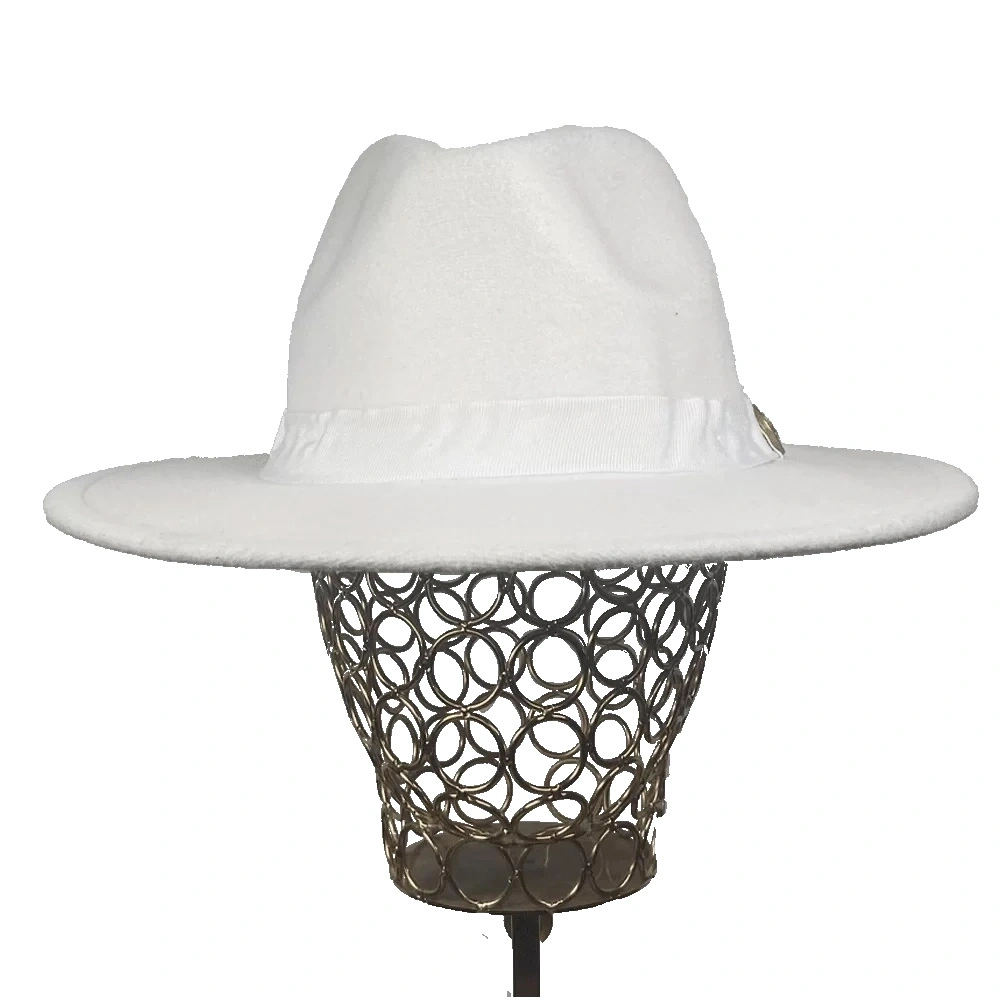 İsme Özel Panama Fötr Şapka - AB01004 - Beyaz