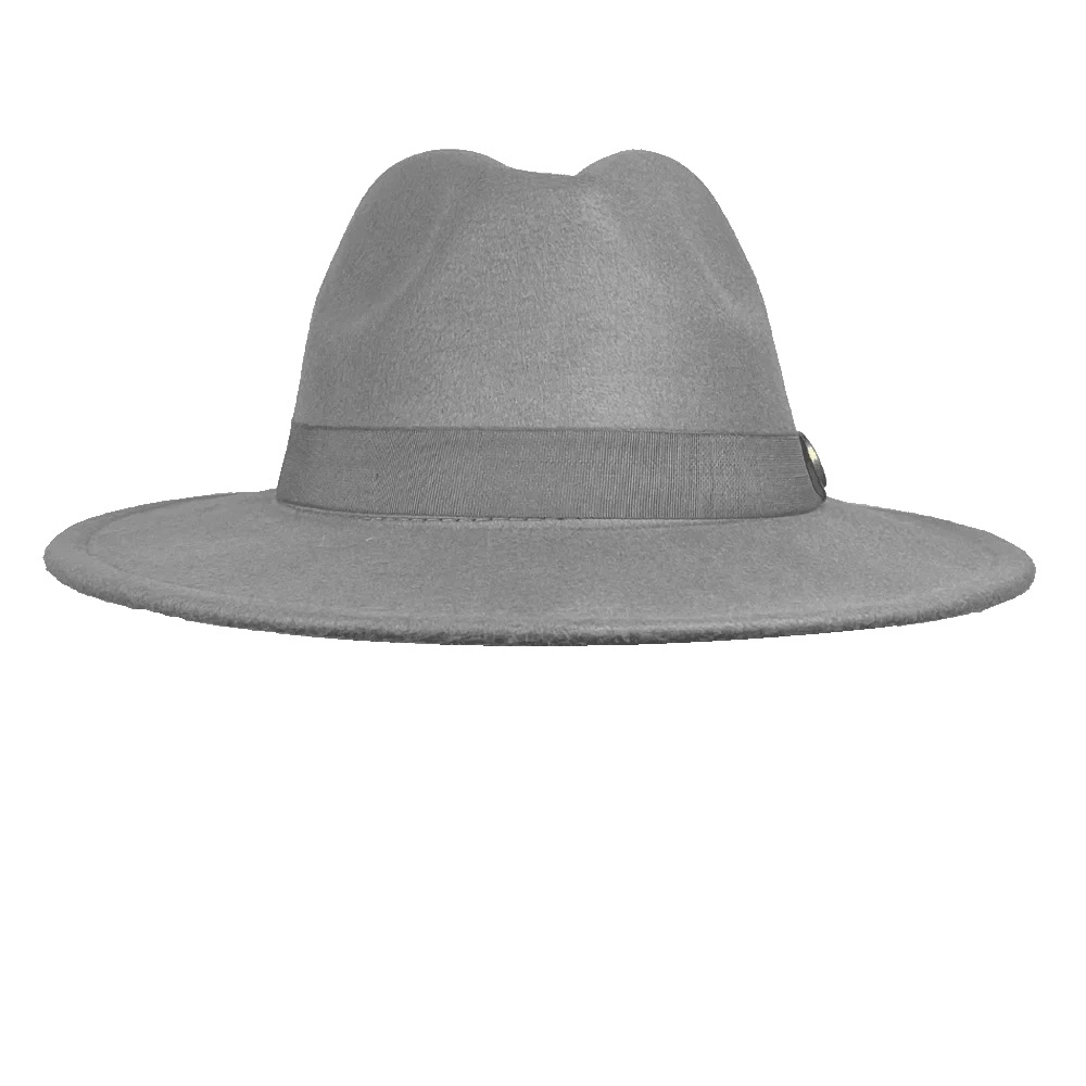 İsme Özel Panama Fötr Şapka - AB01004 - Gri