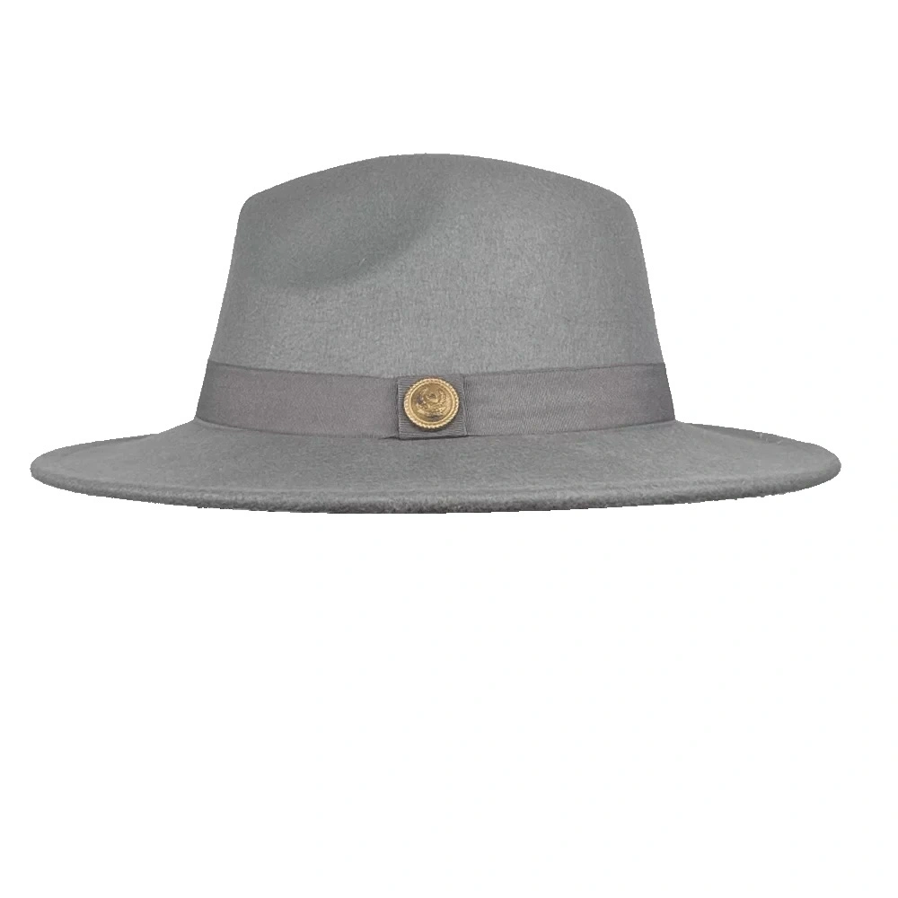 İsme Özel Panama Fötr Şapka - AB01004 - Gri