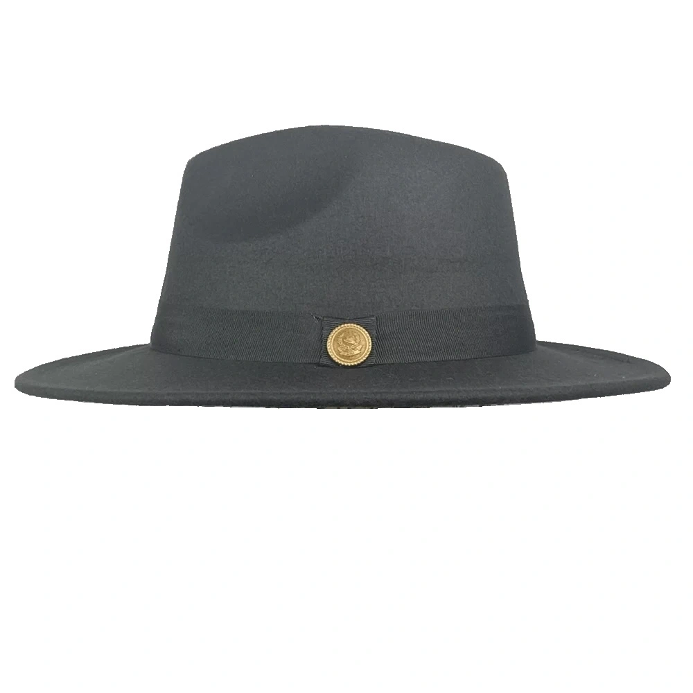 İsme Özel Panama Fötr Şapka - AB01004 - Siyah