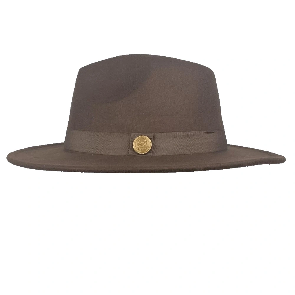 İsme Özel Panama Fötr Şapka - AB01004 - Koyu Kahverengi