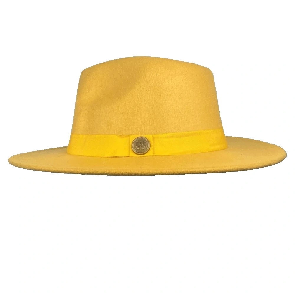 İsme Özel Panama Fötr Şapka - AB01004 - Sarı