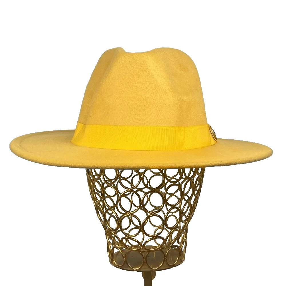 İsme Özel Panama Fötr Şapka - AB01004 - Sarı