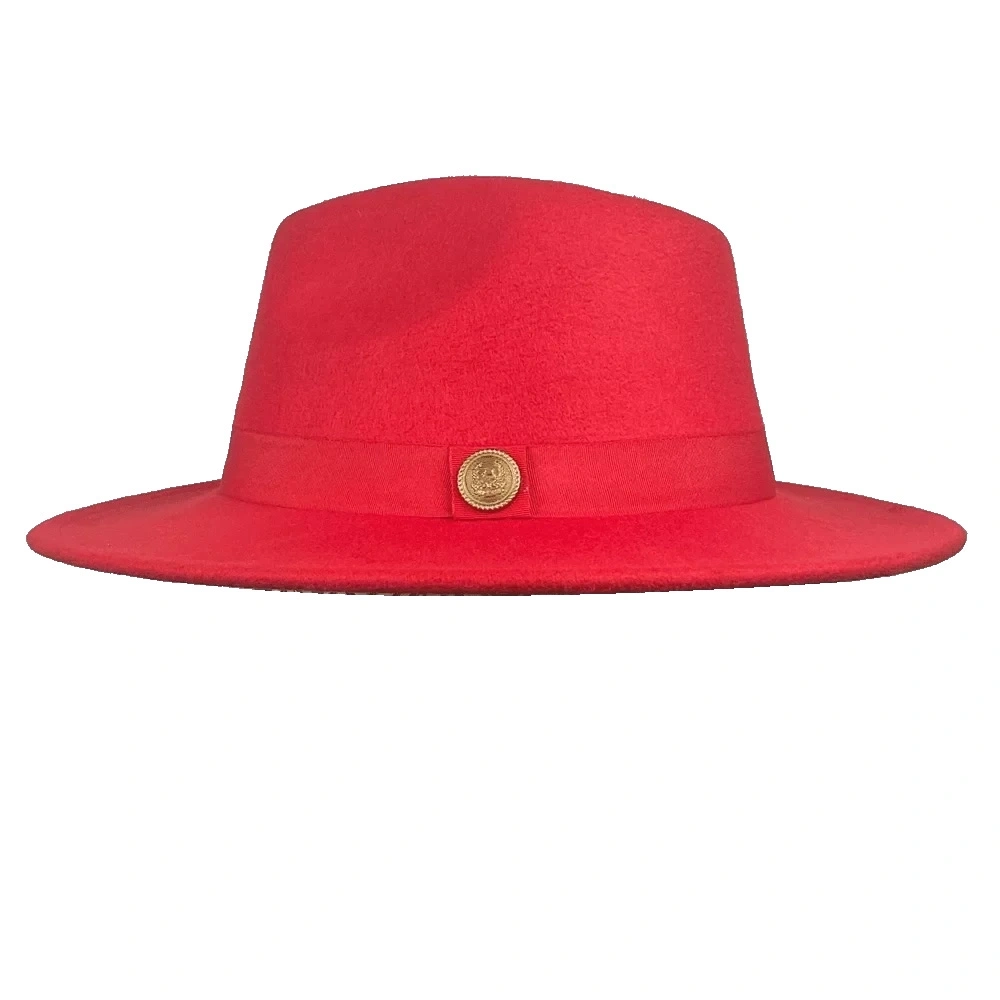 İsme Özel Panama Fötr Şapka - AB01004 - Kırmızı
