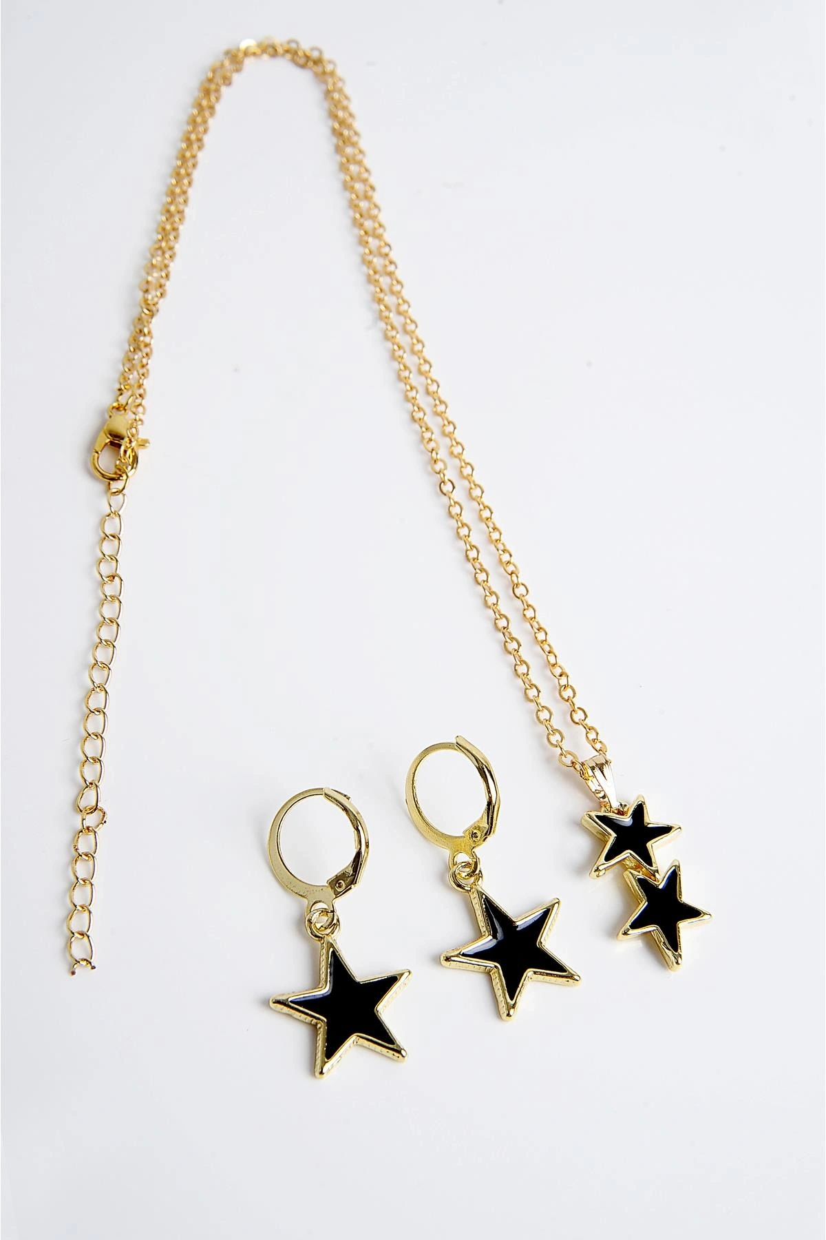 Yıldız Tasarımlı Zirkon Taşlı Kolye Küpe Takım