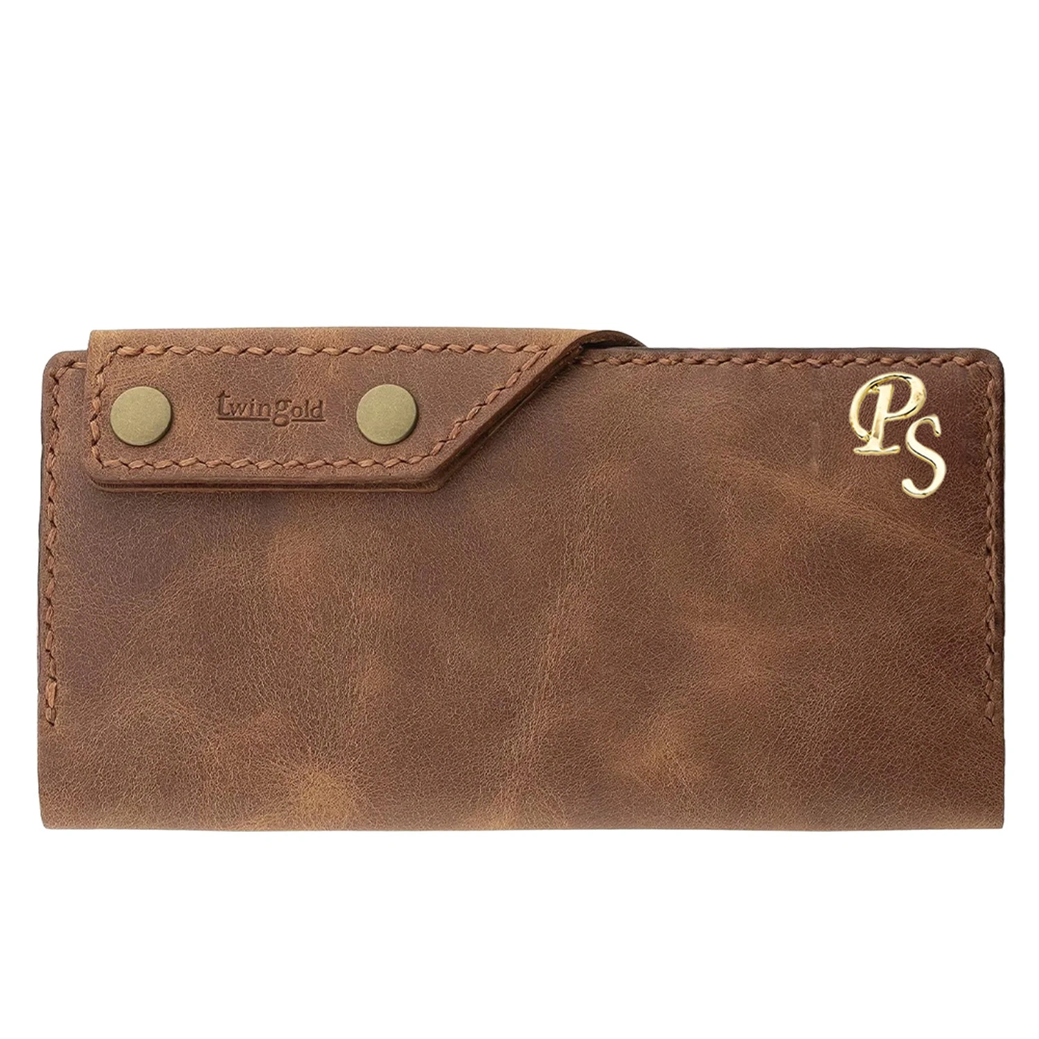 İsme Özel Dikey Çıtçıtlı Uzun Cüzdan - %100 Rainbow Deri - A010006 - Kahverengi