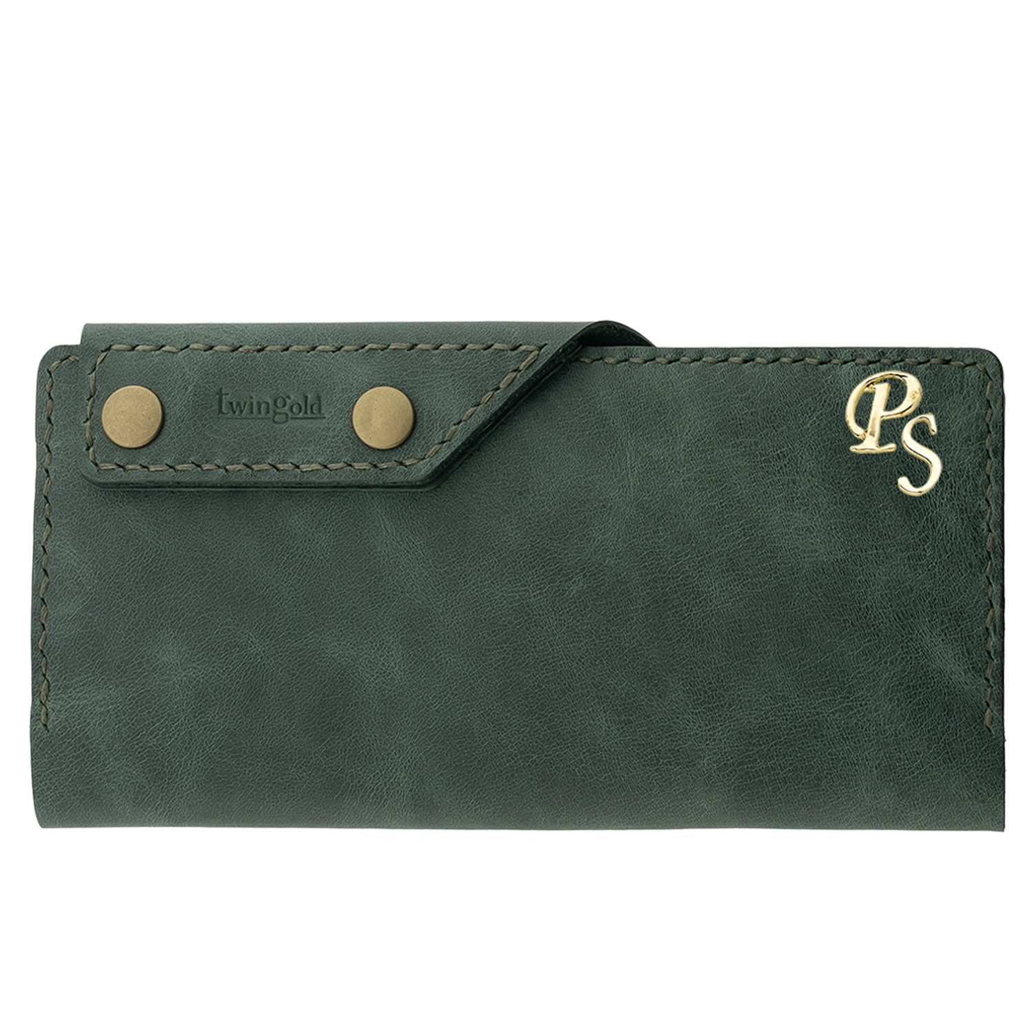 İsme Özel Dikey Çıtçıtlı Uzun Cüzdan - %100 Rainbow Deri - A010006 - Haki