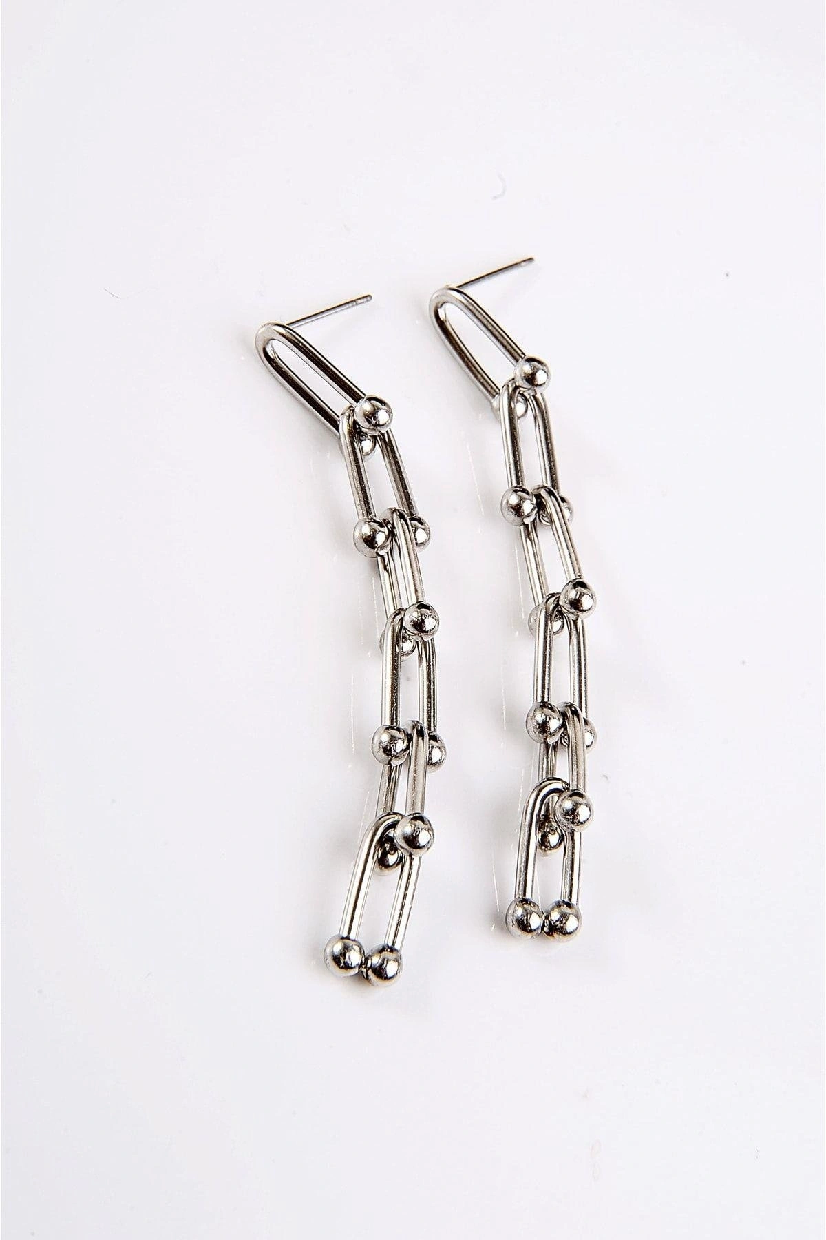 Özel Tasarımlı Gold ve Gümüş Kaplamalı Çelik Sallantılı Küpe