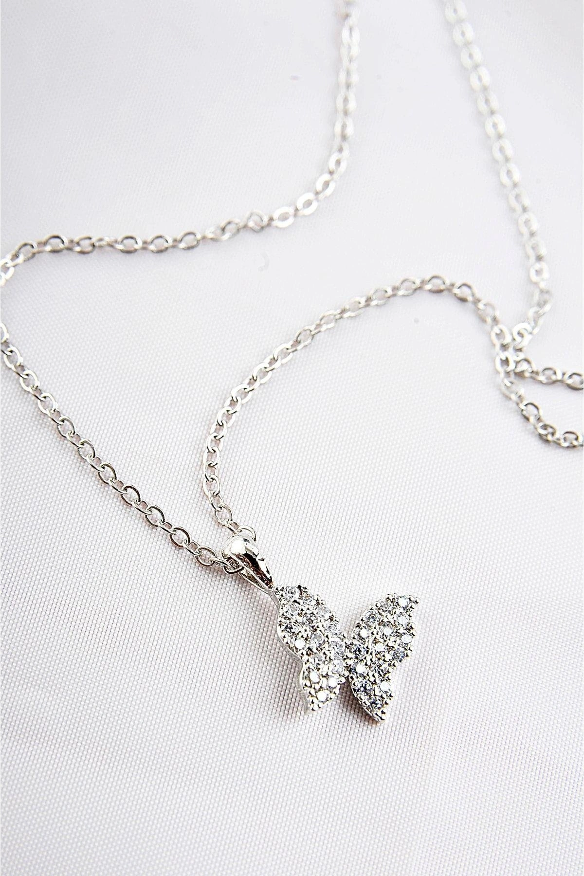 Kelebek Tasarımlı Zirkon Taşlı Kolye