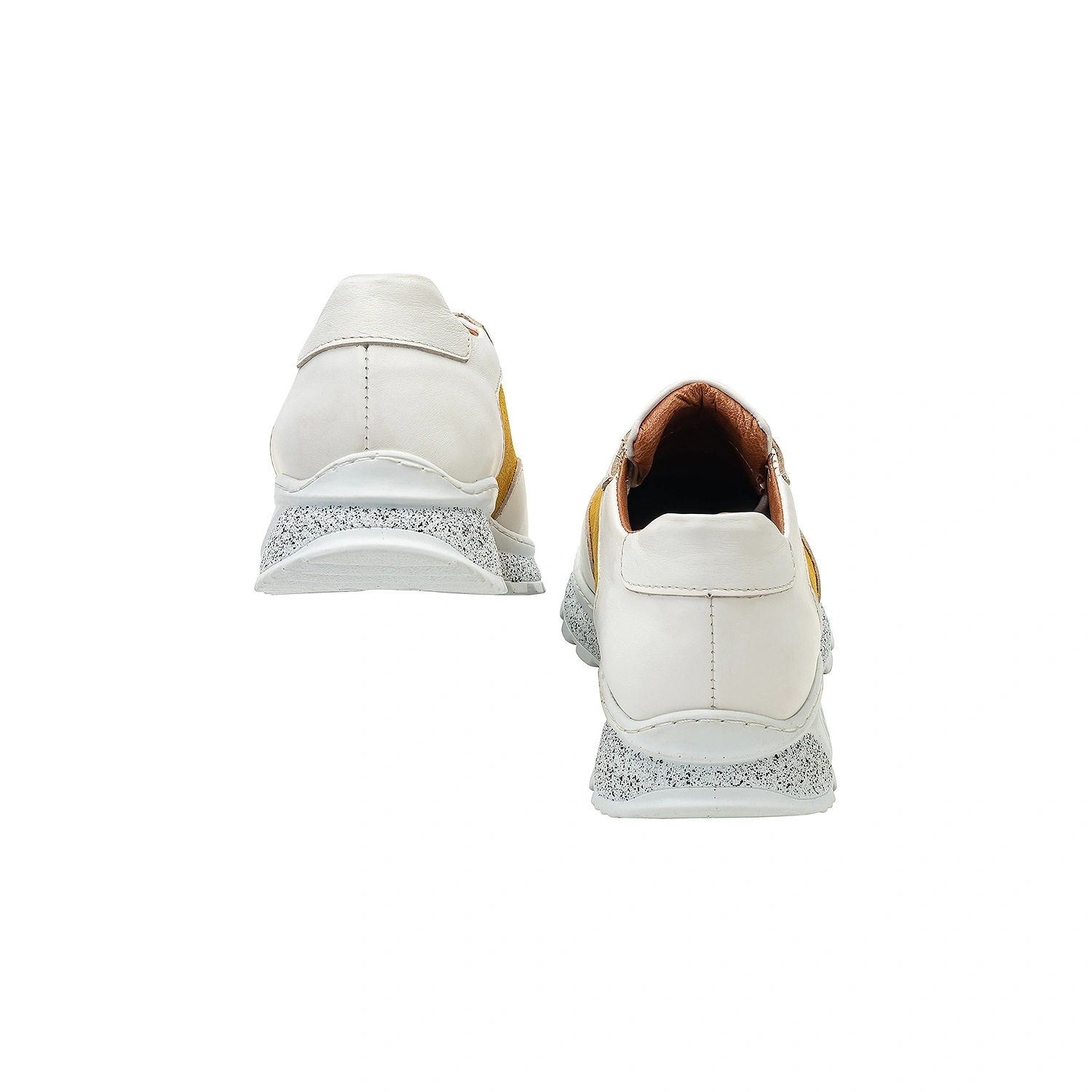 İsim Baş Harfleri ile Kişiselleştirilebilir Hakiki Deri Sneaker Bayan Spor Ayakkabı Hardal Krem