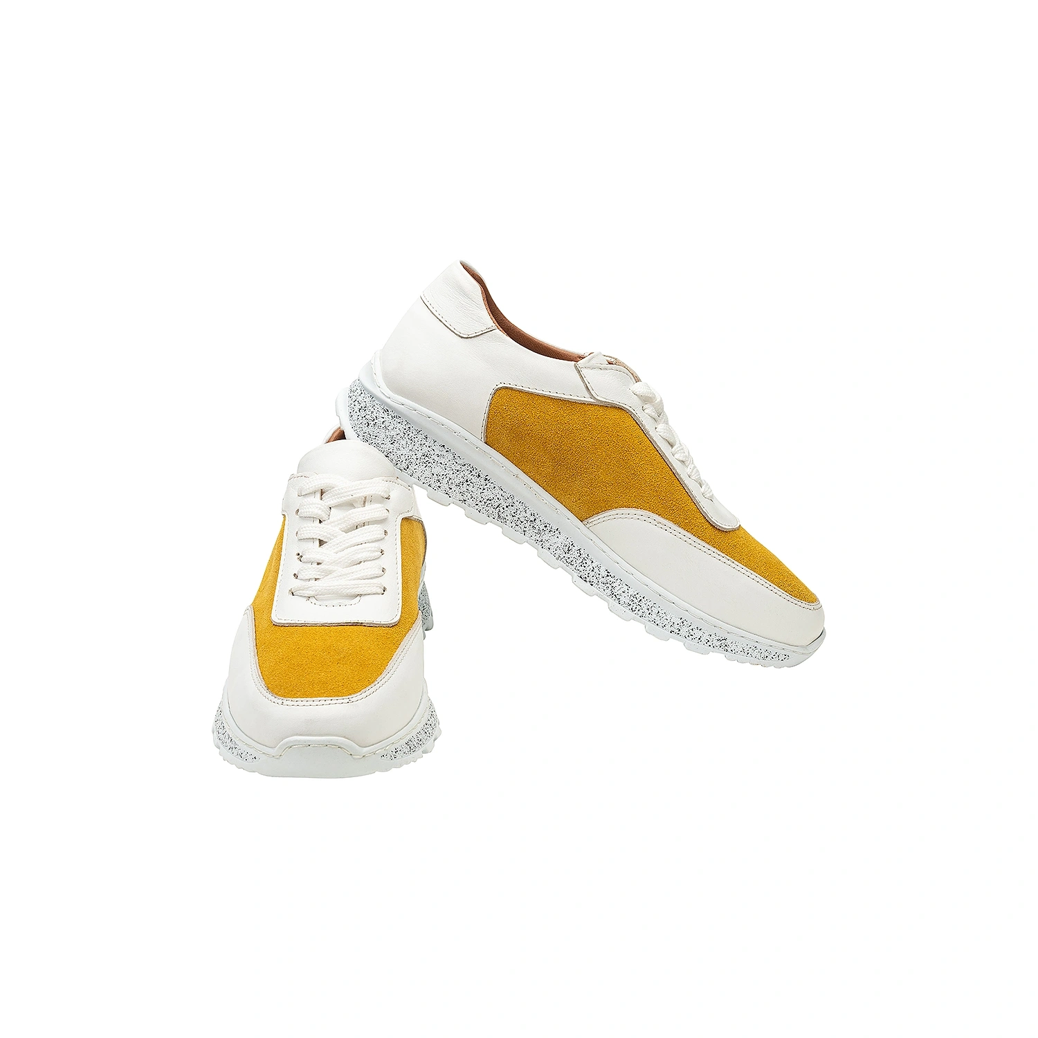 İsim Baş Harfleri ile Kişiselleştirilebilir Hakiki Deri Sneaker Bayan Spor Ayakkabı Hardal Krem