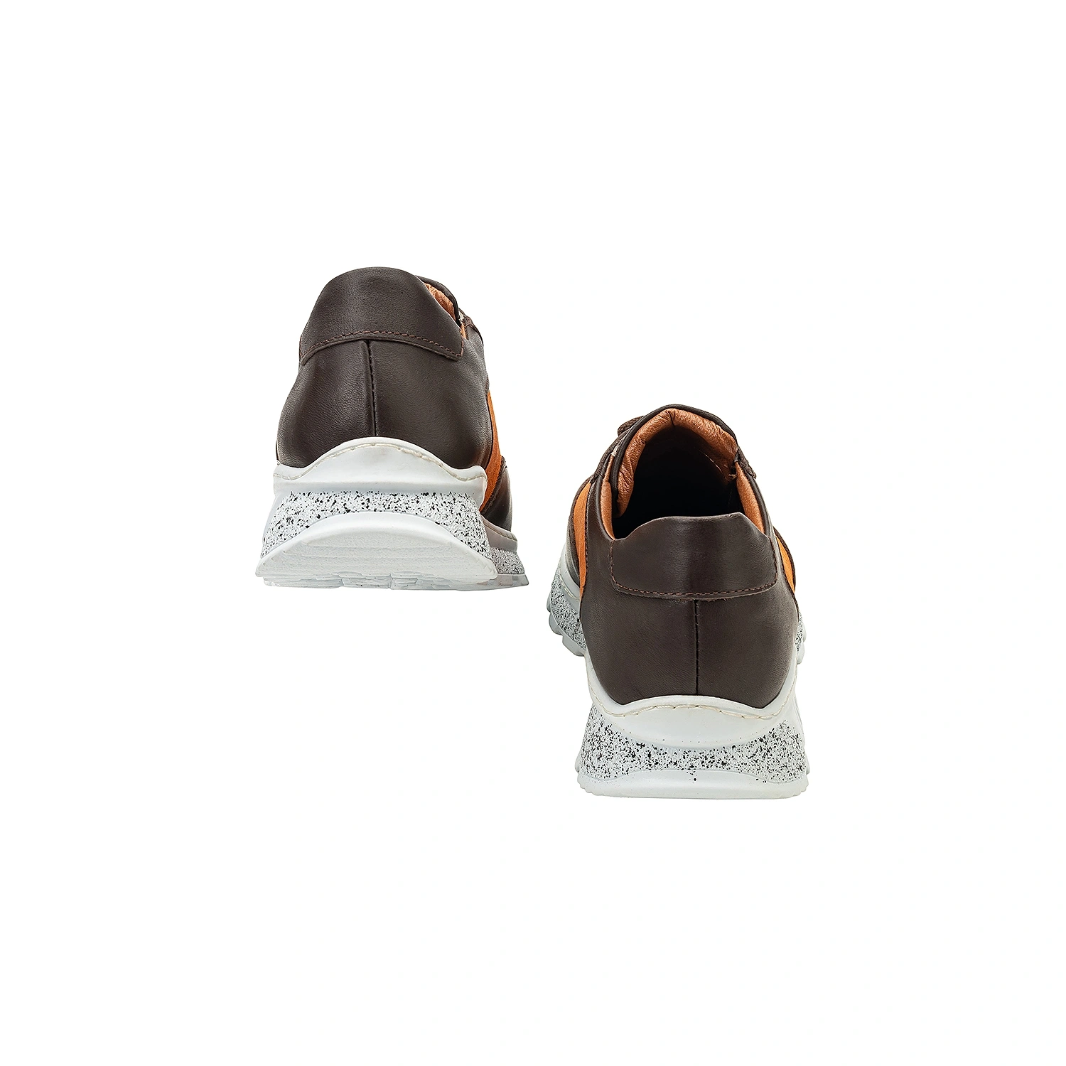 İsim Baş Harfleri ile Kişiselleştirilebilir Hakiki Deri Sneaker Bayan Spor Ayakkabı Turuncu Kahve