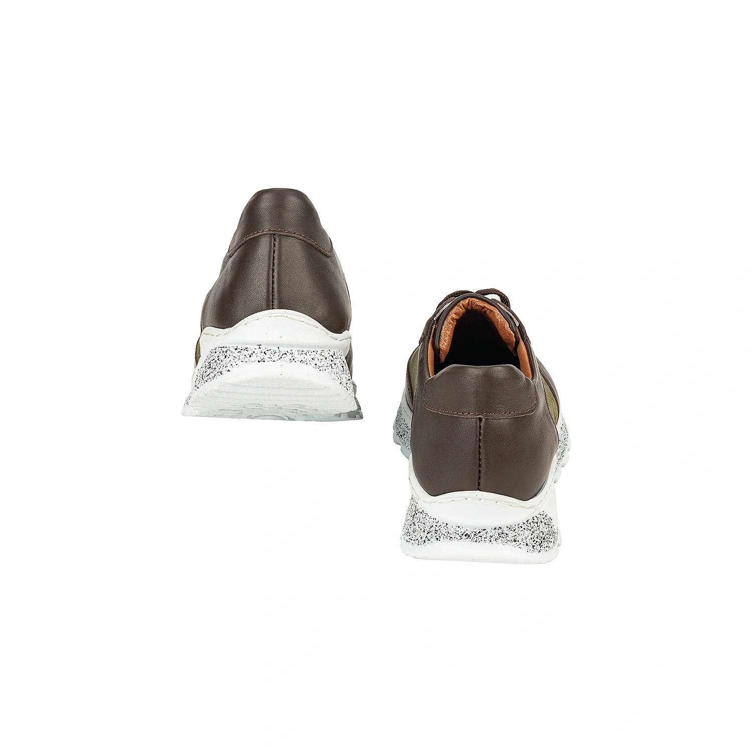 İsim Baş Harfleri ile Kişiselleştirilebilir Hakiki Deri Sneaker Bayan Spor Ayakkabı Haki Kahve