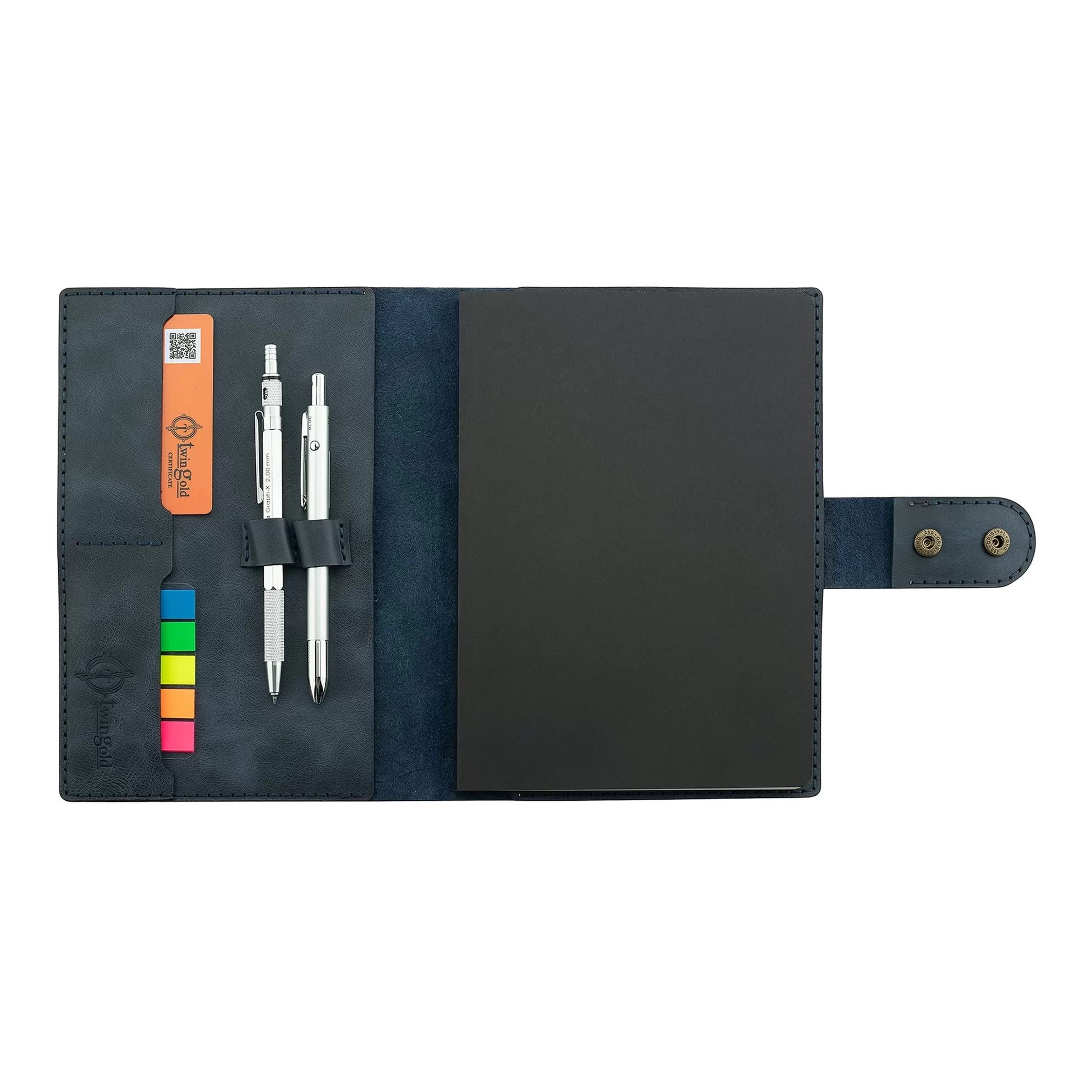 A5 Defter ve Ajanda Kılıfı - %100 Rainbow Deri - KO10001 - Lacivert