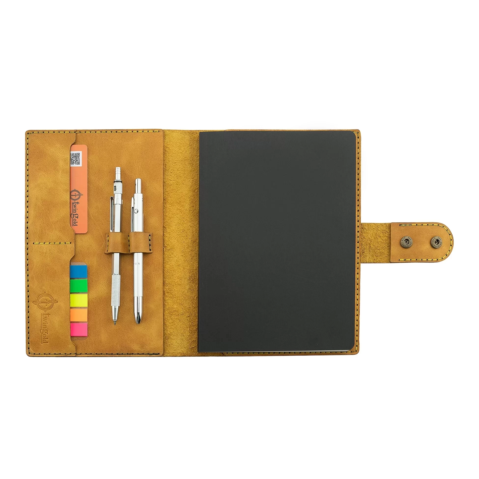 A5 Defter ve Ajanda Kılıfı - %100 Rainbow Deri - KO10001 - Hardal Sarısı