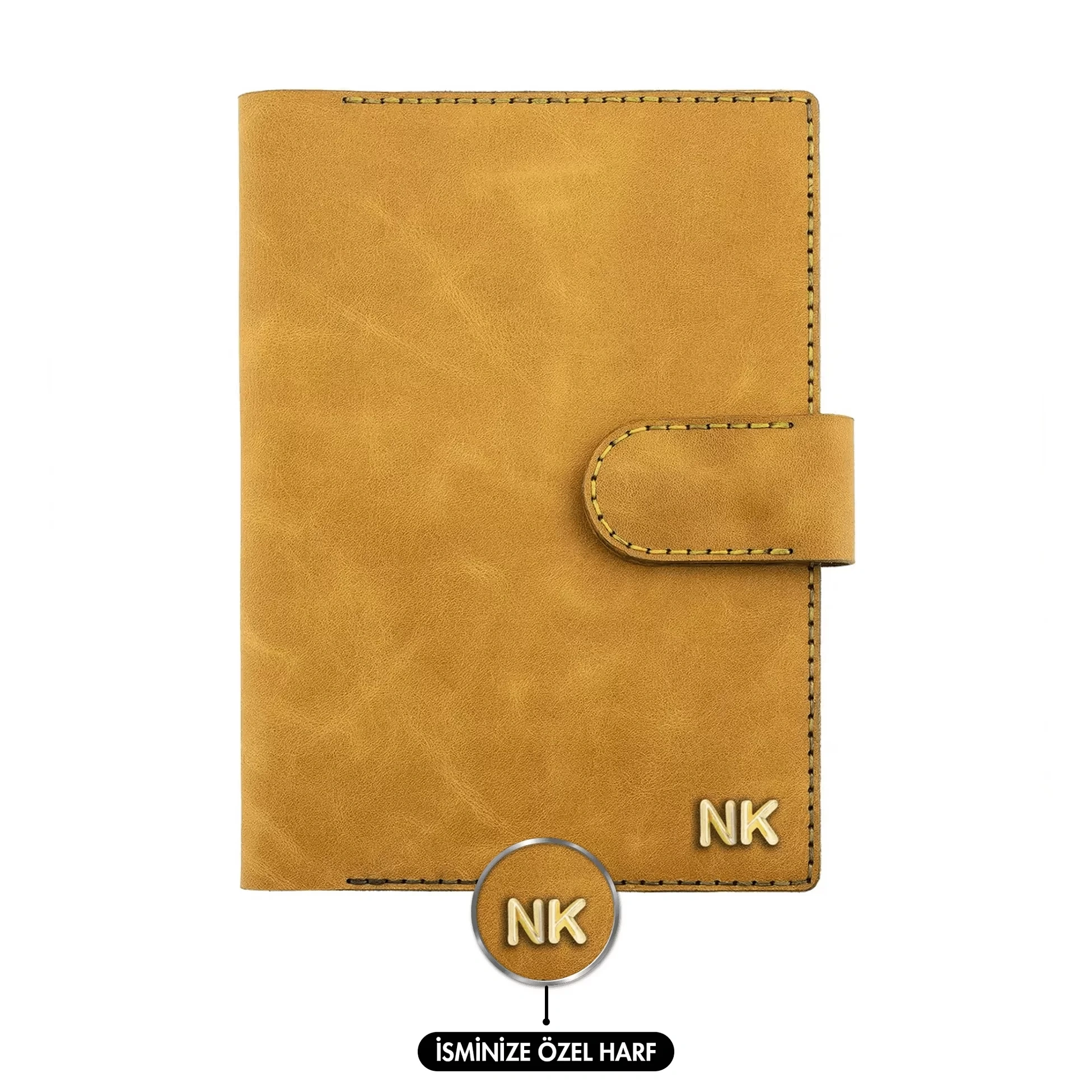 A5 Defter ve Ajanda Kılıfı - %100 Rainbow Deri - KO10001 - Hardal Sarısı