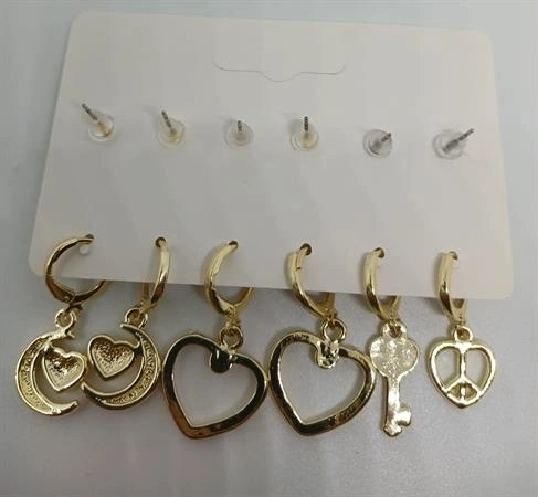 Barış Sembolü Kalp Figürlü 6lı Küpe Seti