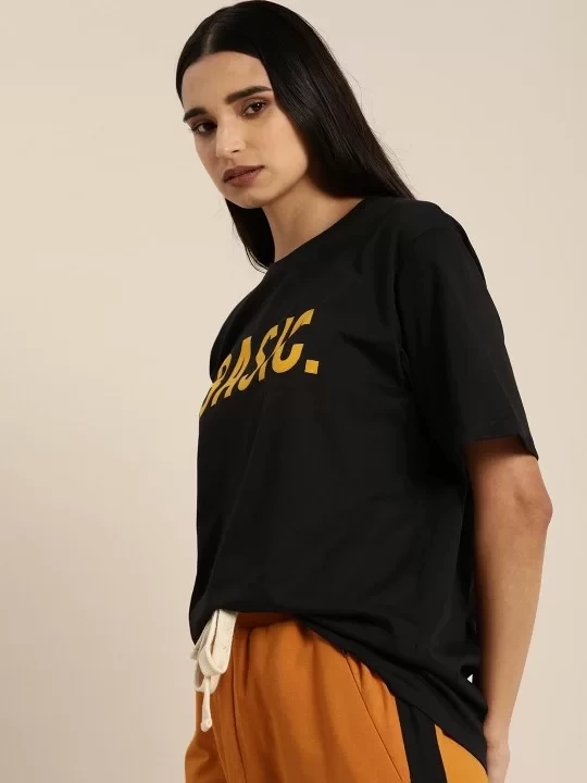 Baskılı Kadın T-shirt - Siyah