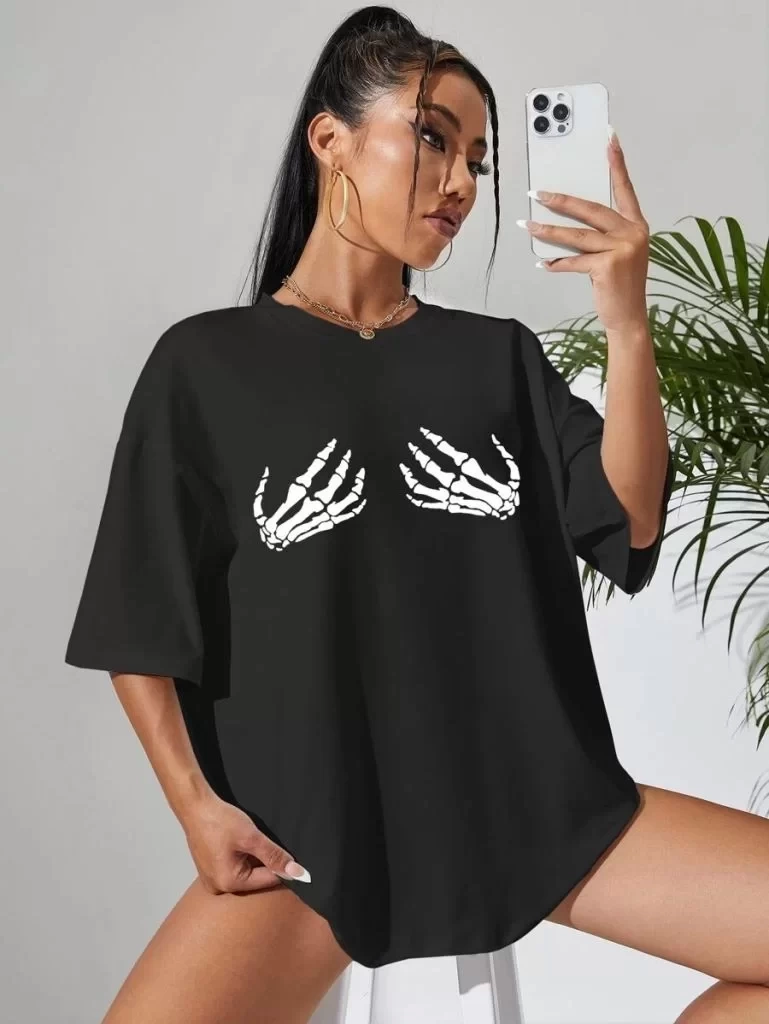 Baskılı Kadın T-shirt - Siyah