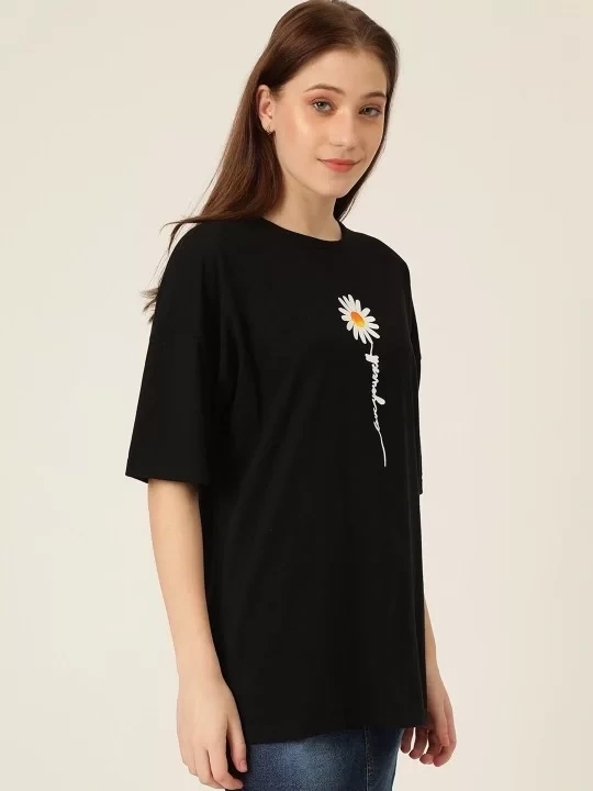 Baskılı Kadın T-shirt - Siyah