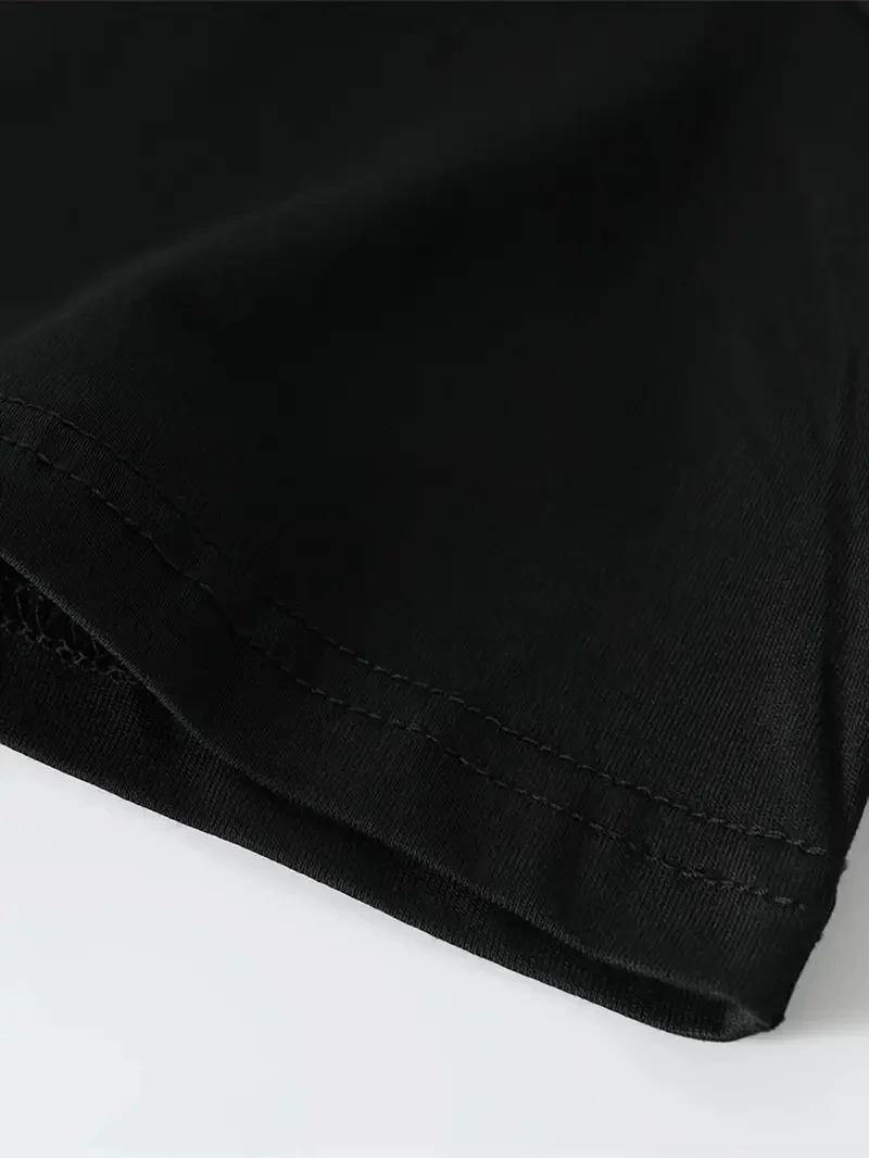 Büyük Beden Erkek Whatever Baskılı Tişört, Oversize Erkekler İçin Yaz Modası Kısa Kollu Tişörtler - Siyah