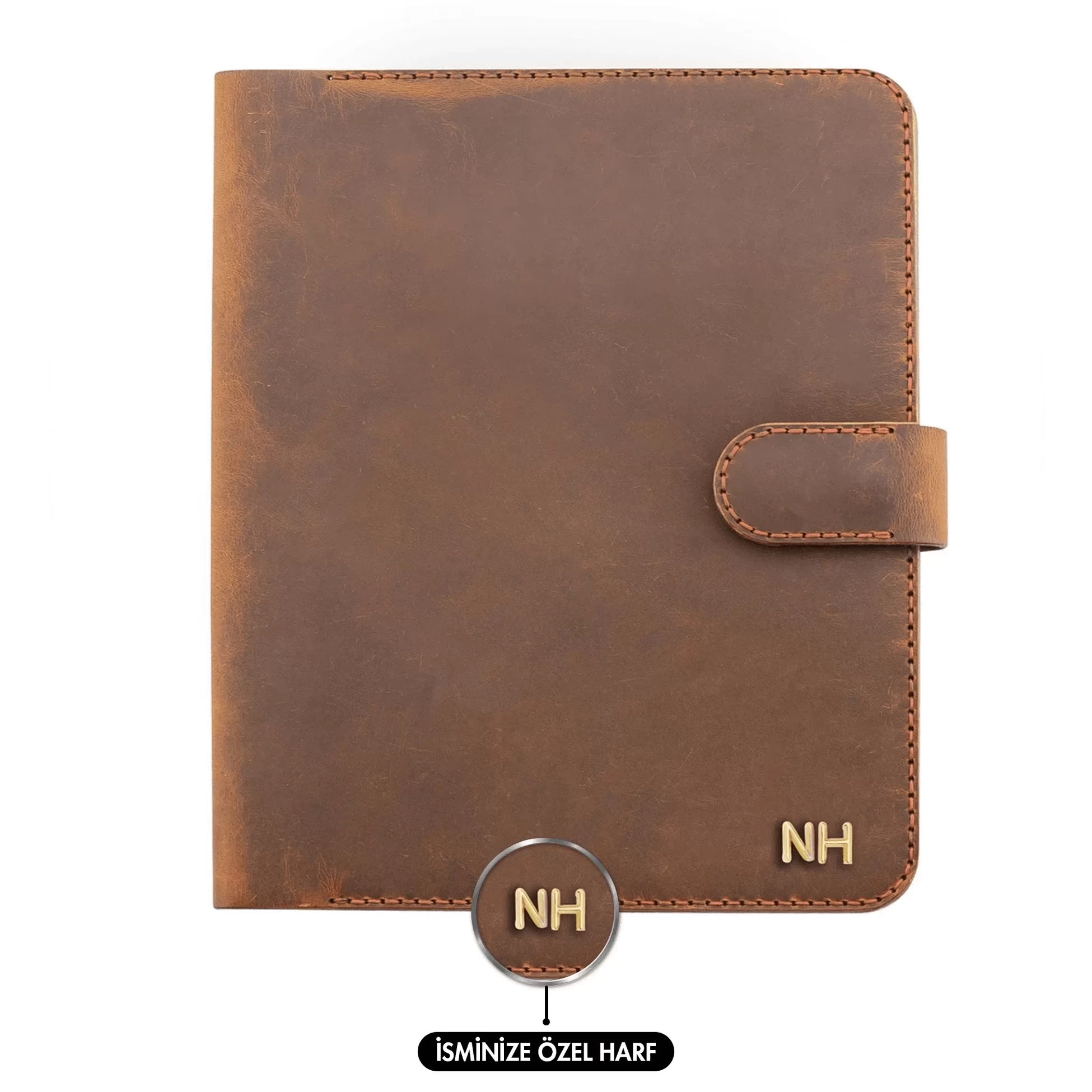 A5 Defter ve Ajanda Kılıfı - %100 Crazy Deri - KO10003 - Taba