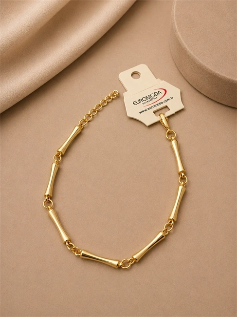 Çubuk Zincir Detaylı Gold Renk Bileklik