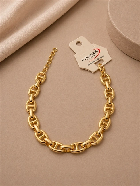 Denizci Zinciri Detaylı Gold Renk Bileklik