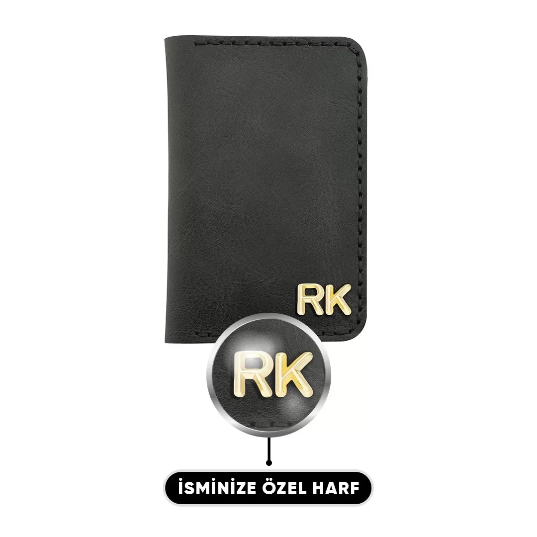 İsme Özel Dikey Uzun Klasik Cüzdan - %100 Crazy Deri - A010004 - Antrasit