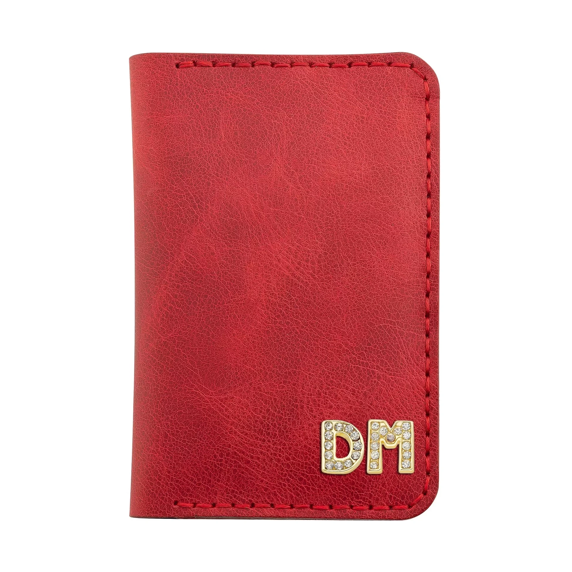 İsme Özel Dikey Mini Cüzdan - %100 Rainbow Deri - A010005 - Kırmızı