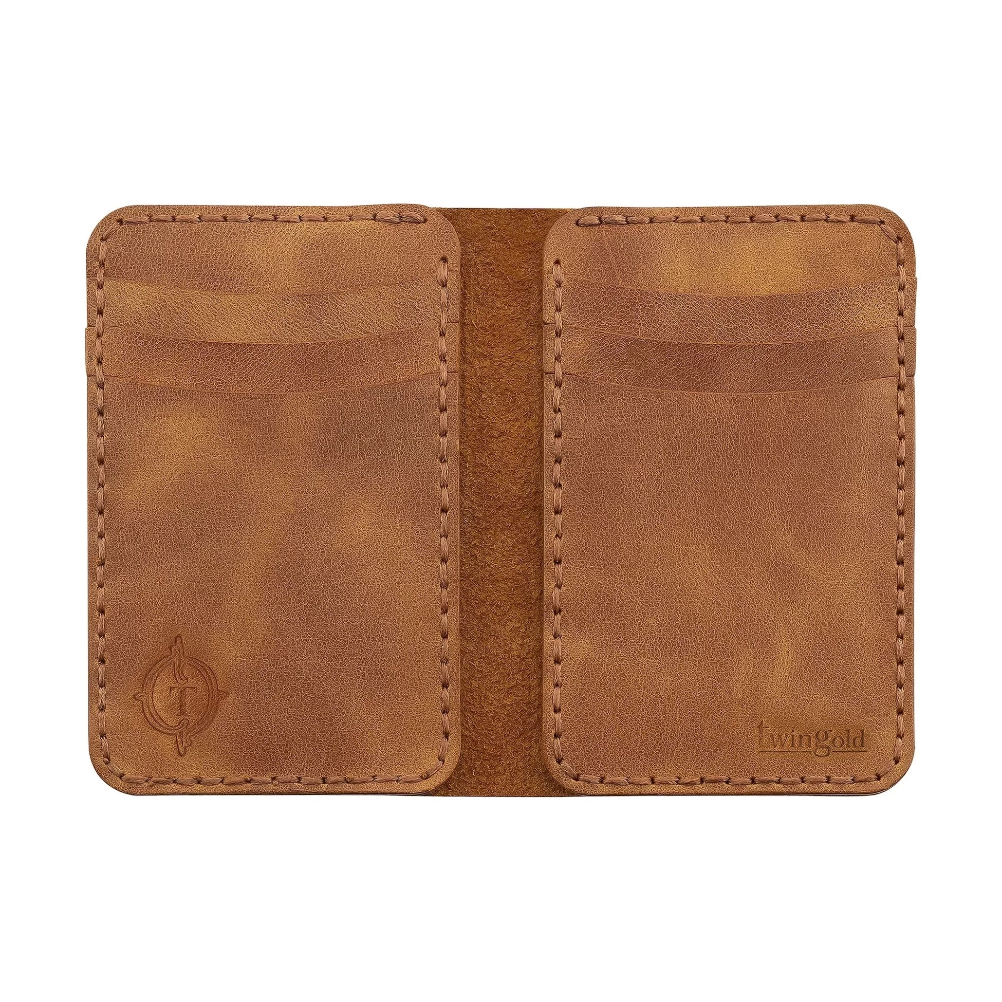 İsme Özel Dikey Mini Cüzdan - %100 Rainbow Deri - A010005 - Camel