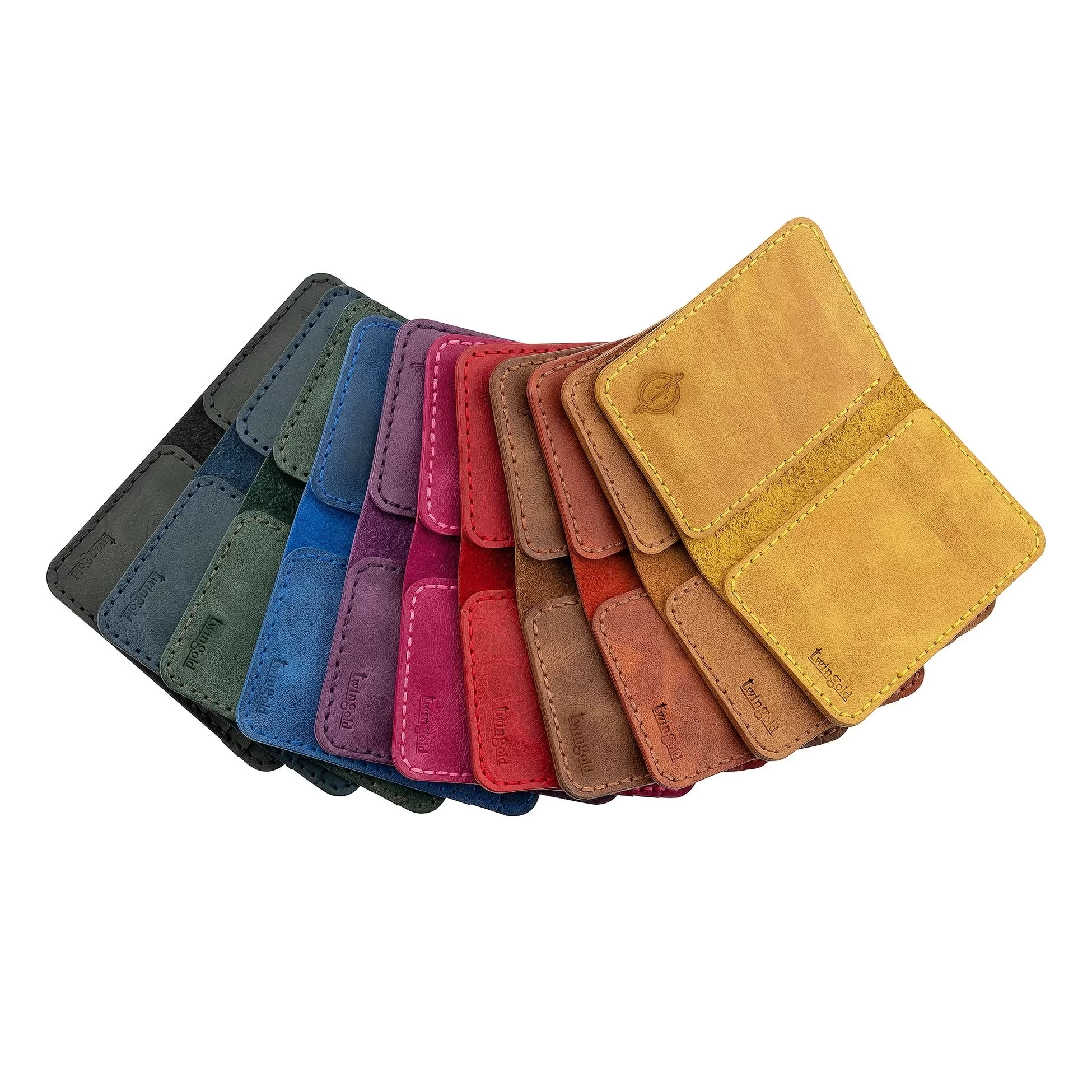 İsme Özel Dikey Mini Cüzdan - %100 Rainbow Deri - A010005 - Saks Mavisi