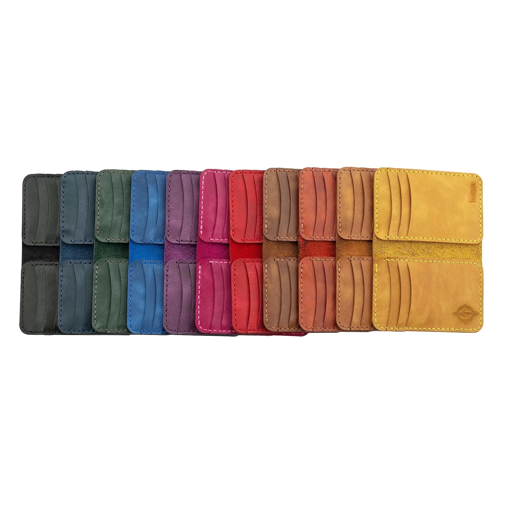 İsme Özel Dikey Mini Cüzdan - %100 Rainbow Deri - A010005 - Saks Mavisi