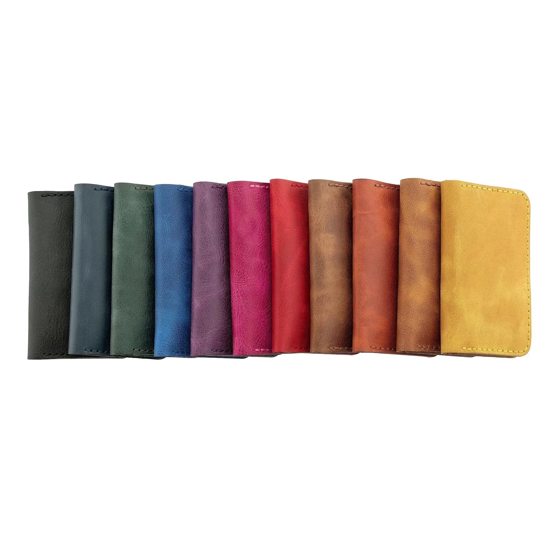 İsme Özel Dikey Mini Cüzdan - %100 Rainbow Deri - A010005 - Saks Mavisi