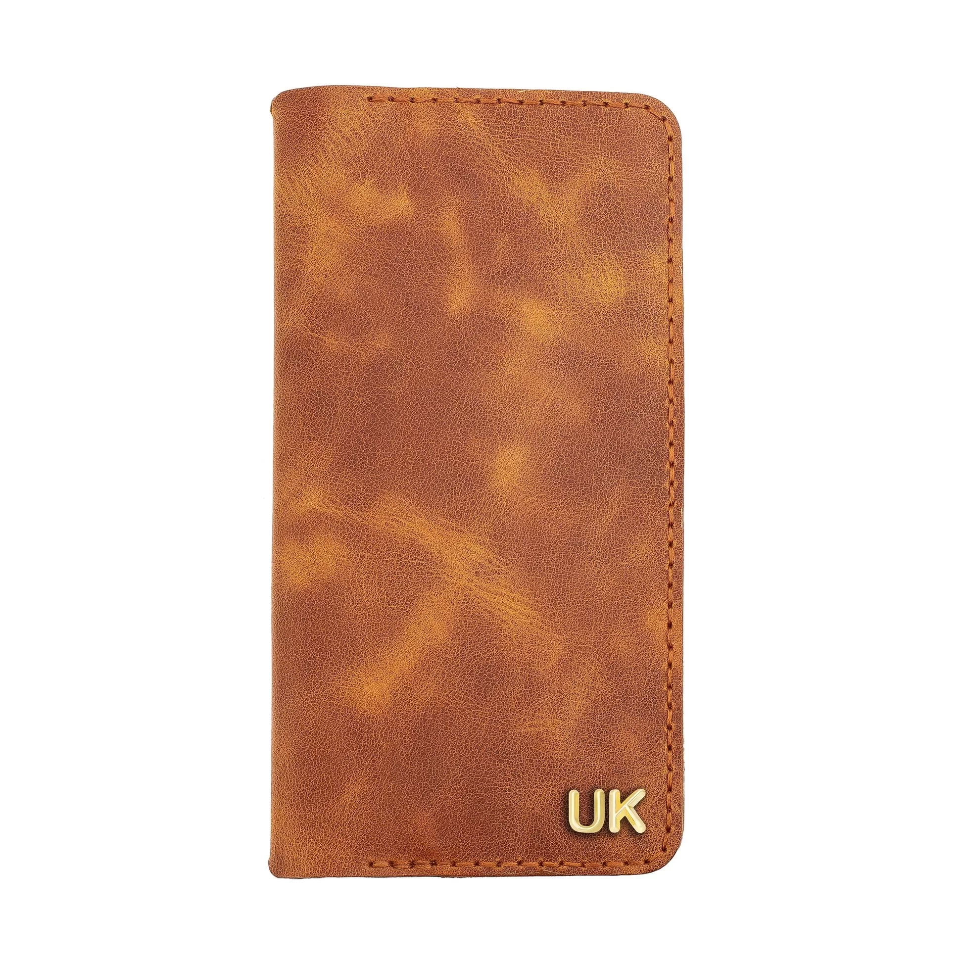İsme Özel Dikey Uzun Cüzdan - %100 Rainbow Deri - A010007 - Camel