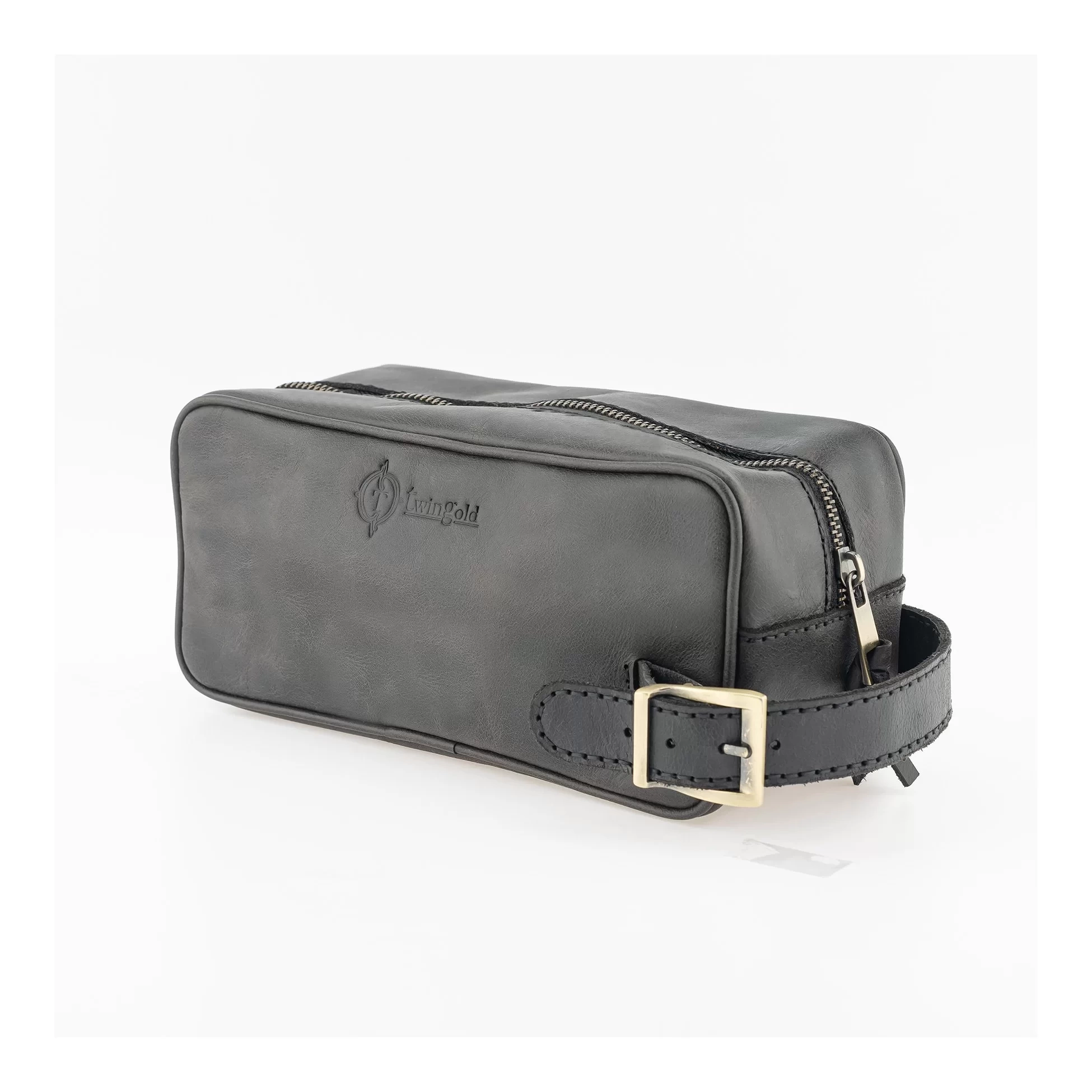 İsme Özel Dopp Kit Kişisel Bakım ve Seyahat Çantası - %100 Rainbow Deri - AC14004 - Antrasit