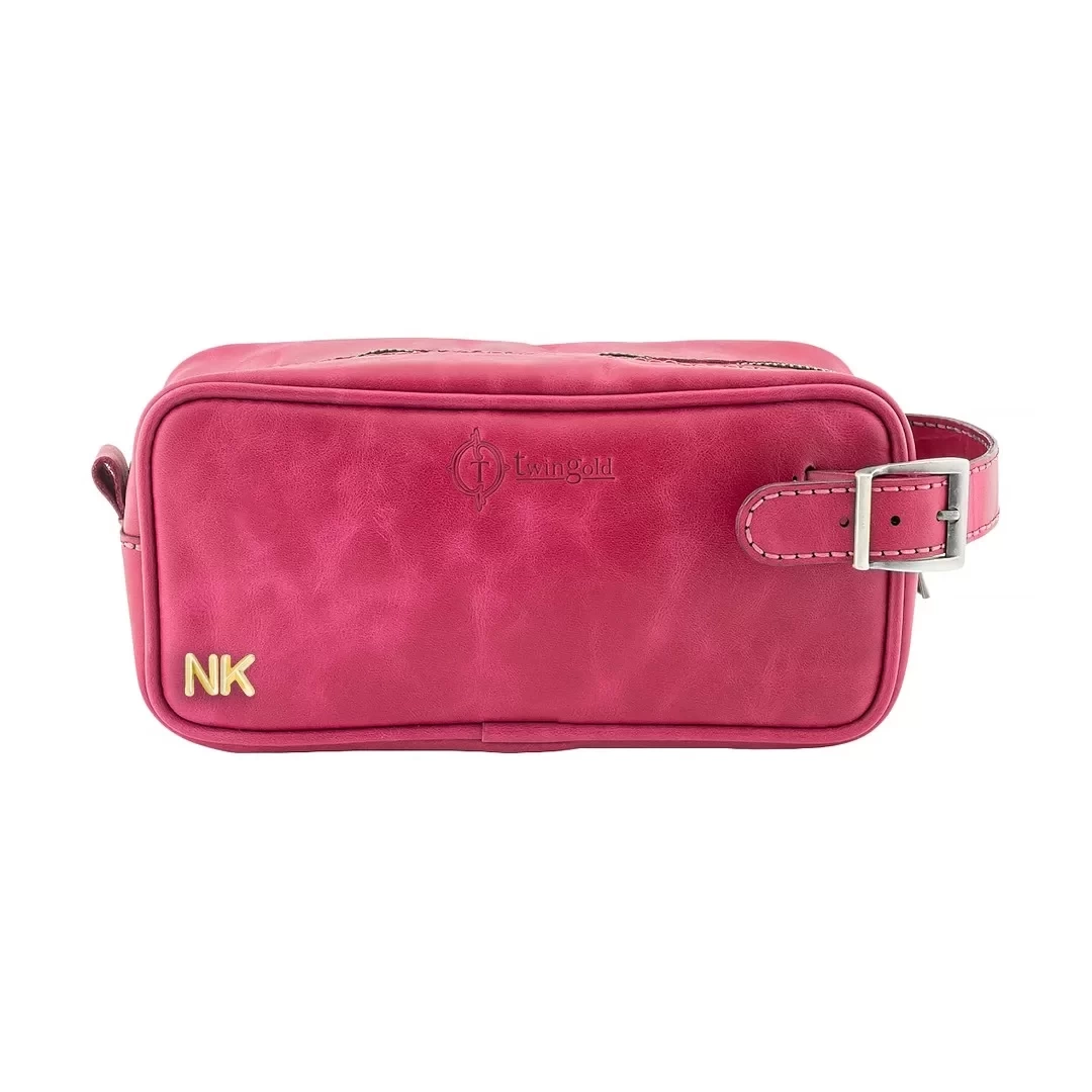 İsme Özel Dopp Kit Kişisel Bakım ve Seyahat Çantası - %100 Rainbow Deri - AC14004 - Fuşya