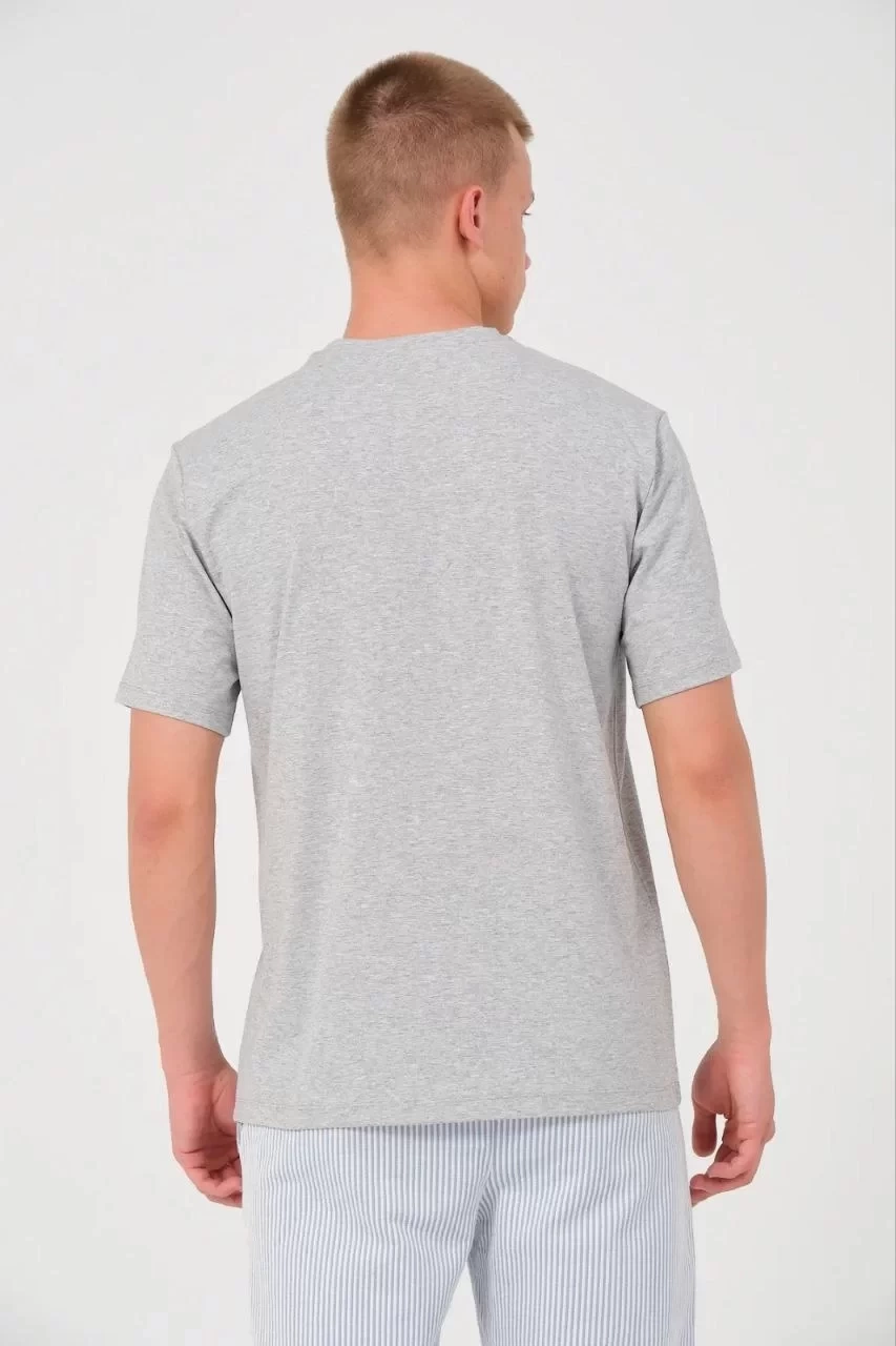 Erkek 24/1 Düz A Kalite Oversize T-shirt - Gri