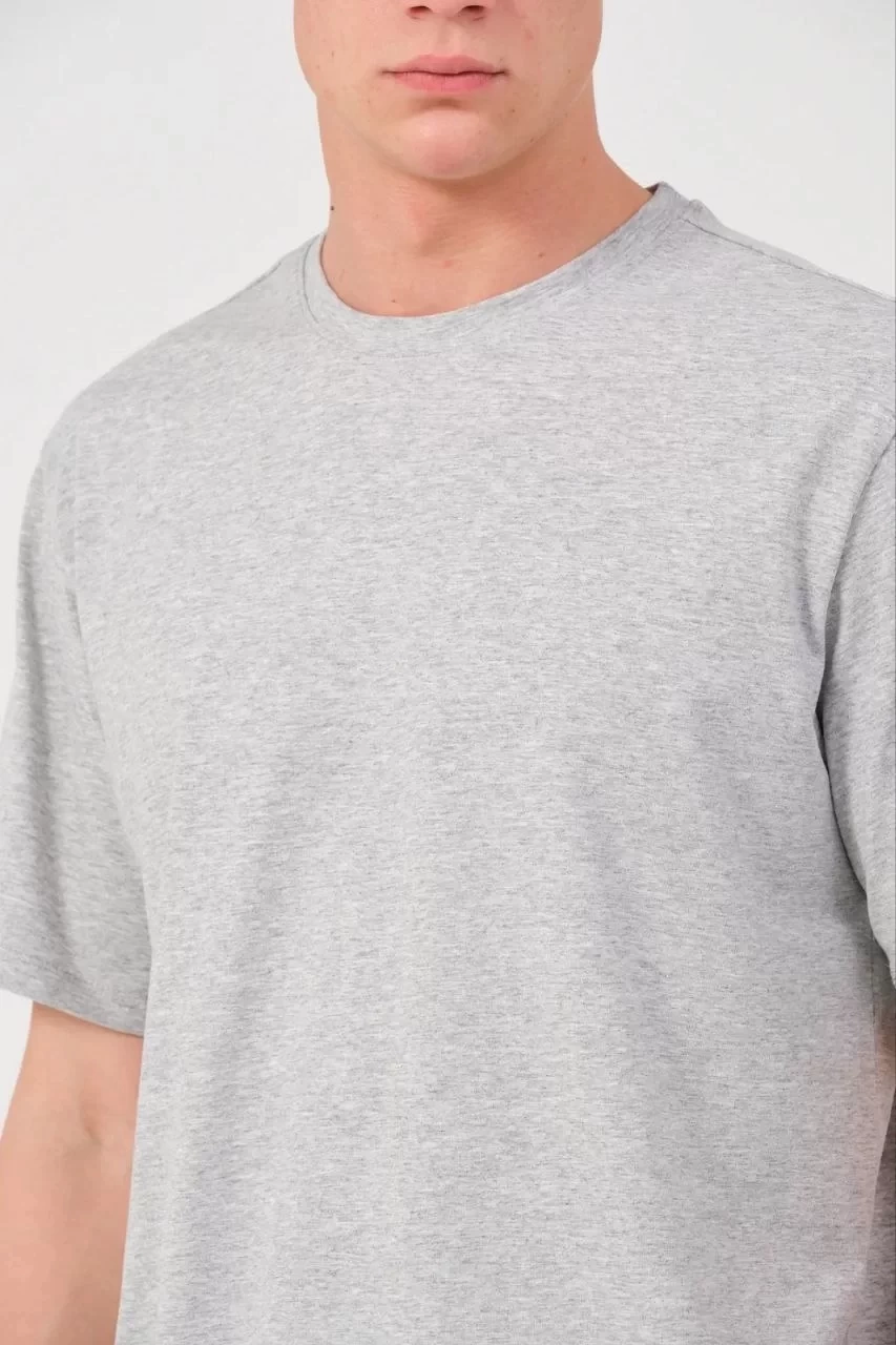 Erkek 24/1 Düz A Kalite Oversize T-shirt - Gri