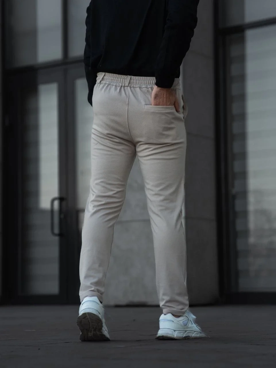 Erkek Diagonel Mikro dokulu Cepli Pantolon - Bej