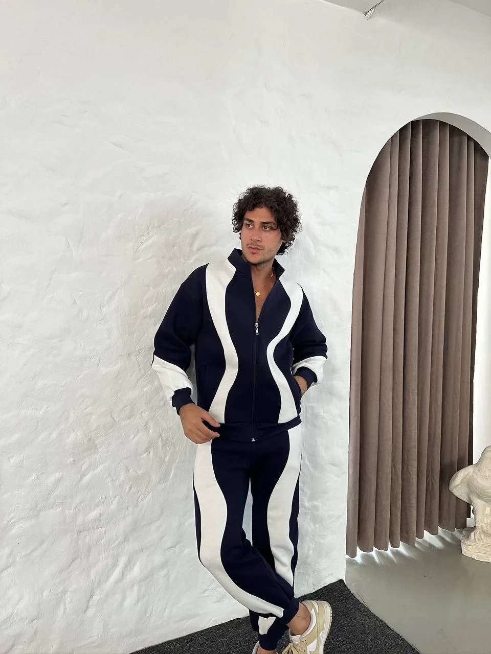 Erkek Premium Parçalı Eşofman Takım - Dik Yaka Fermuarlı Sweatshirt, - Siyah